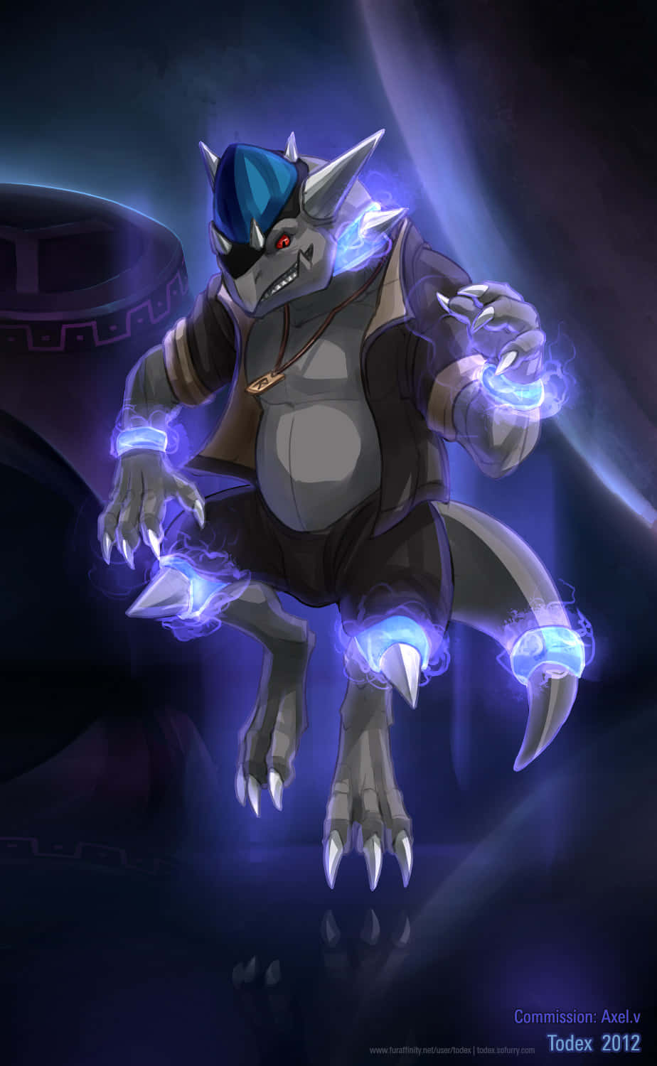 Rampardos, glowing claws, red eyes, HD Phone Wallpaper