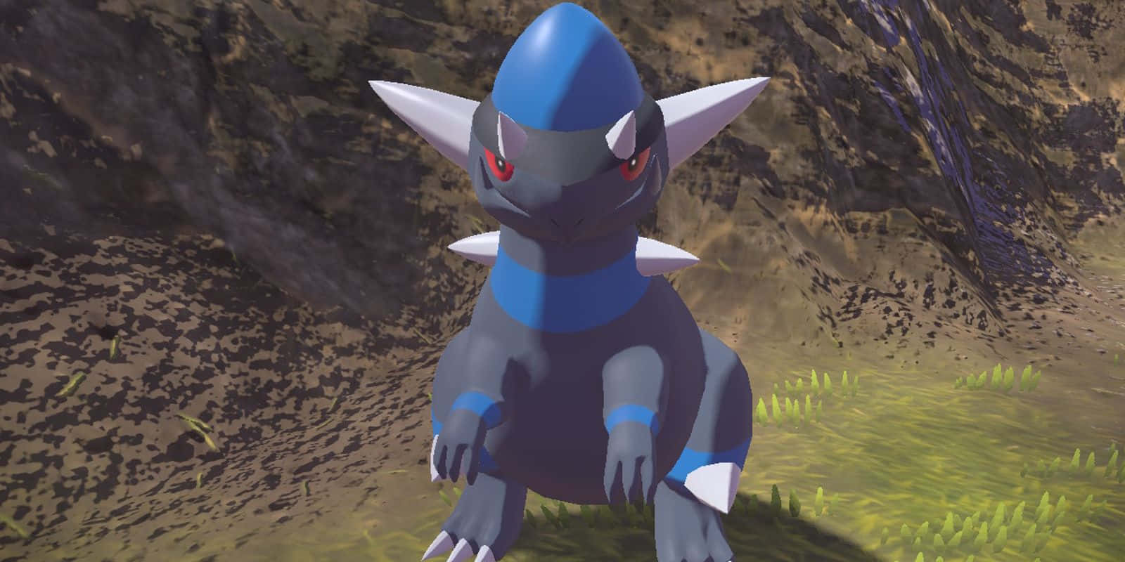 Rampardos, blue and gray, red eyes, HD Desktop Wallpaper