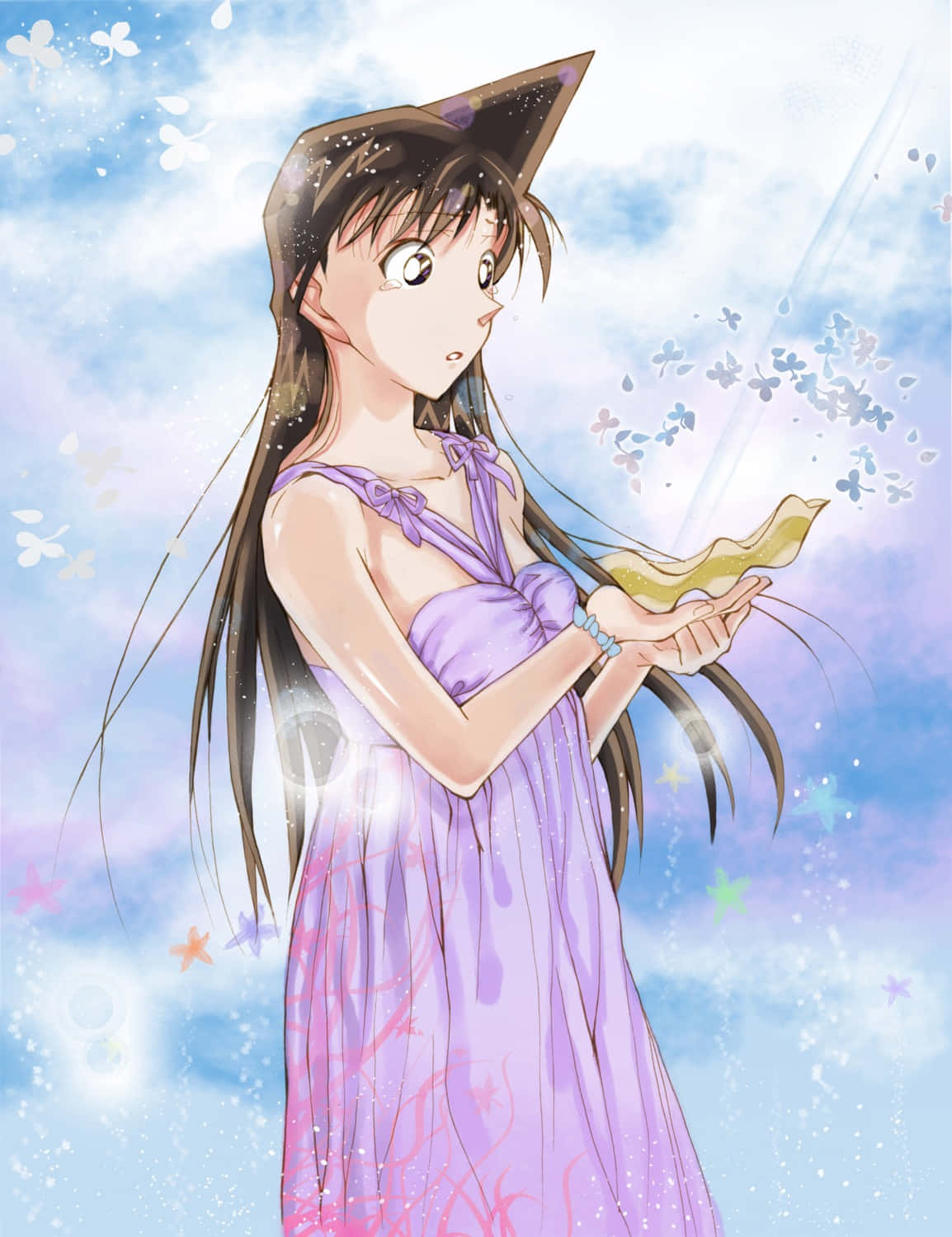 Ran Mouri, purple dress, cat ears, HD Phone Wallpaper