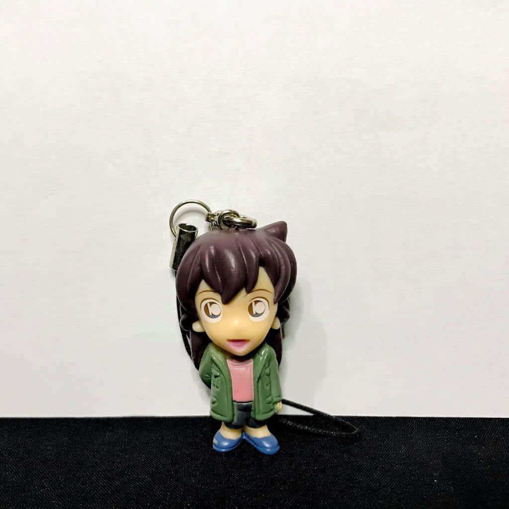 Ran Mouri, chibi-style anime keychain figure, brown hair, SD Desktop Wallpaper