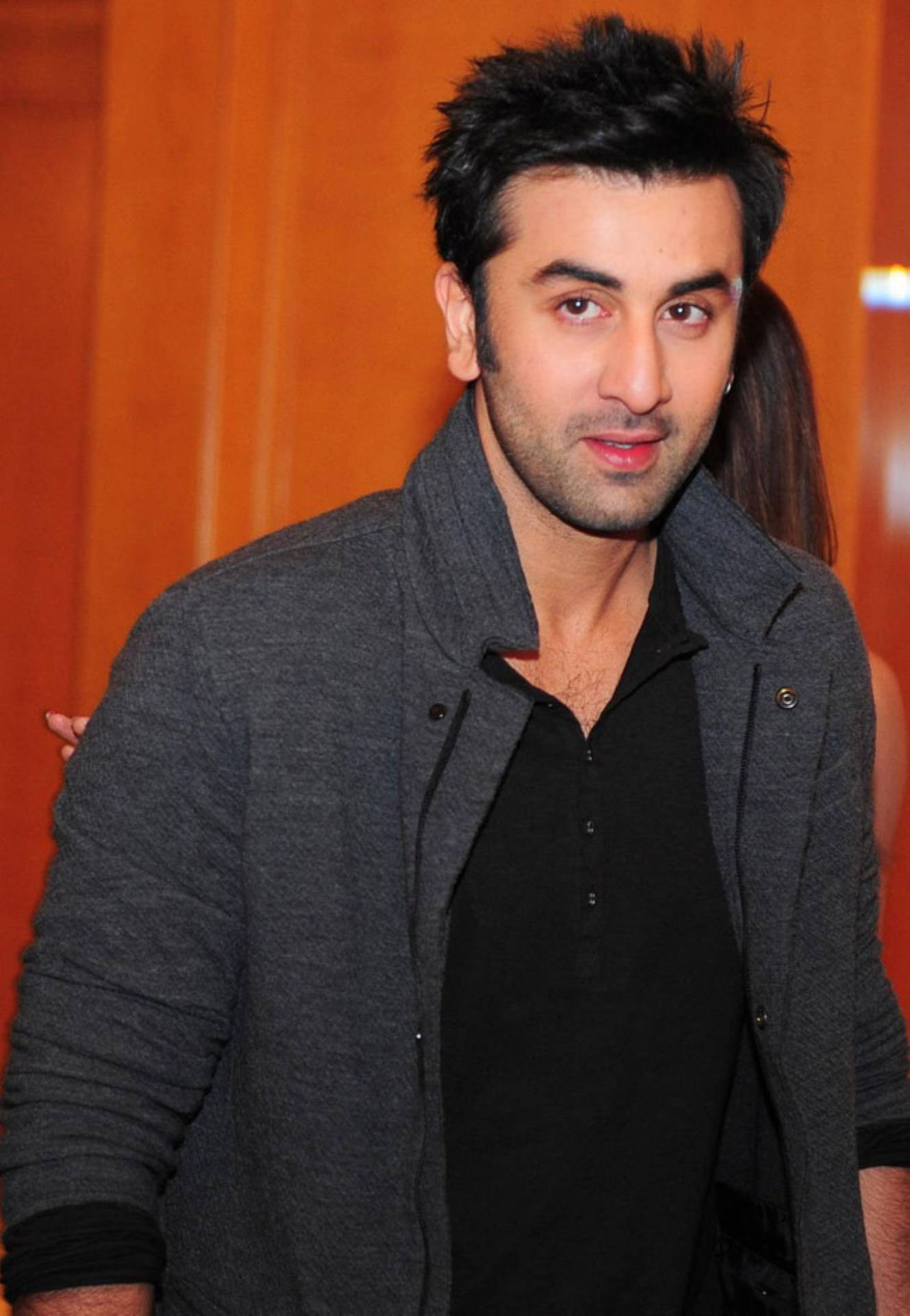 Ranbir Kapoor, gray jacket, black shirt, Full HD Phone Wallpaper
