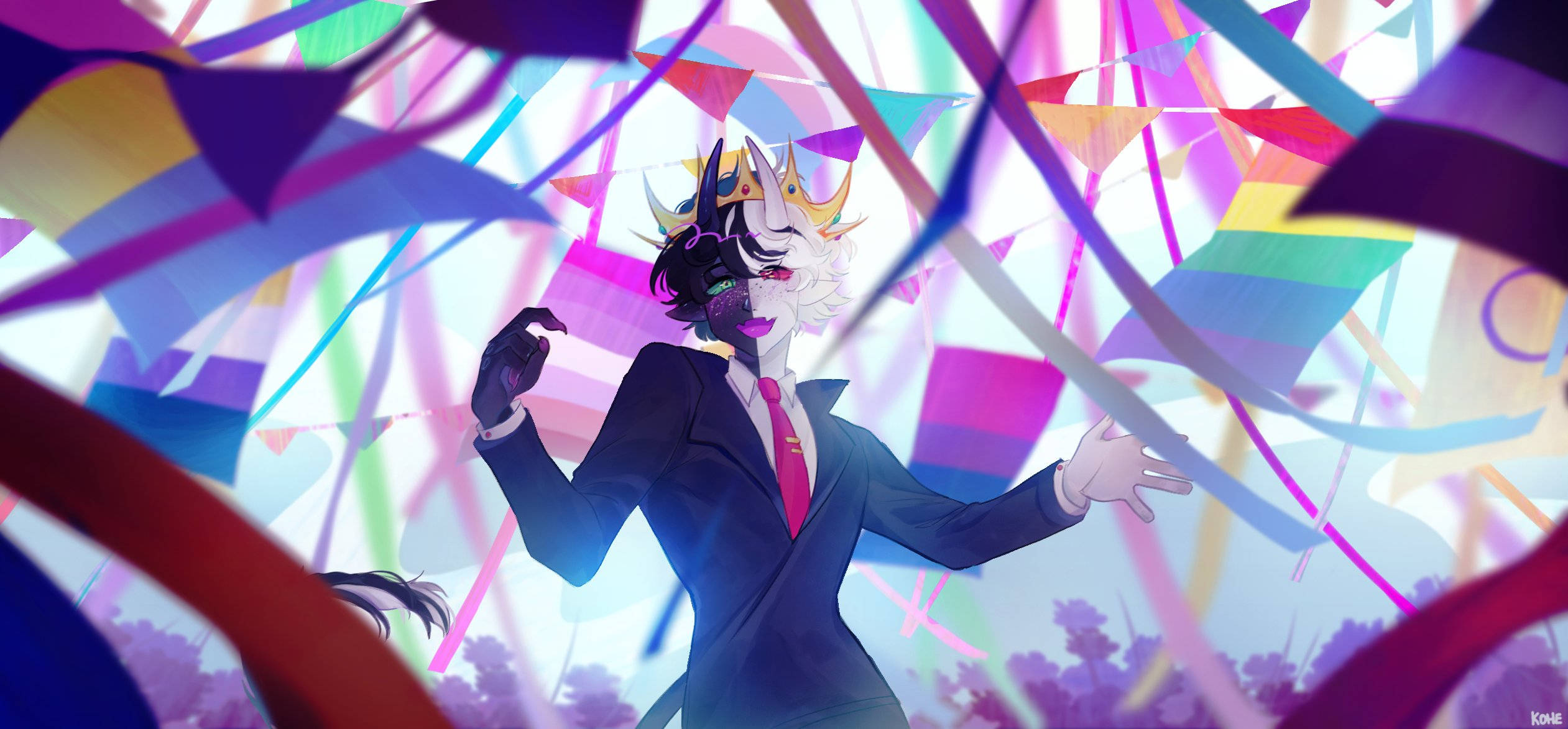 Ranboo, suit, crown, Full HD Desktop Wallpaper