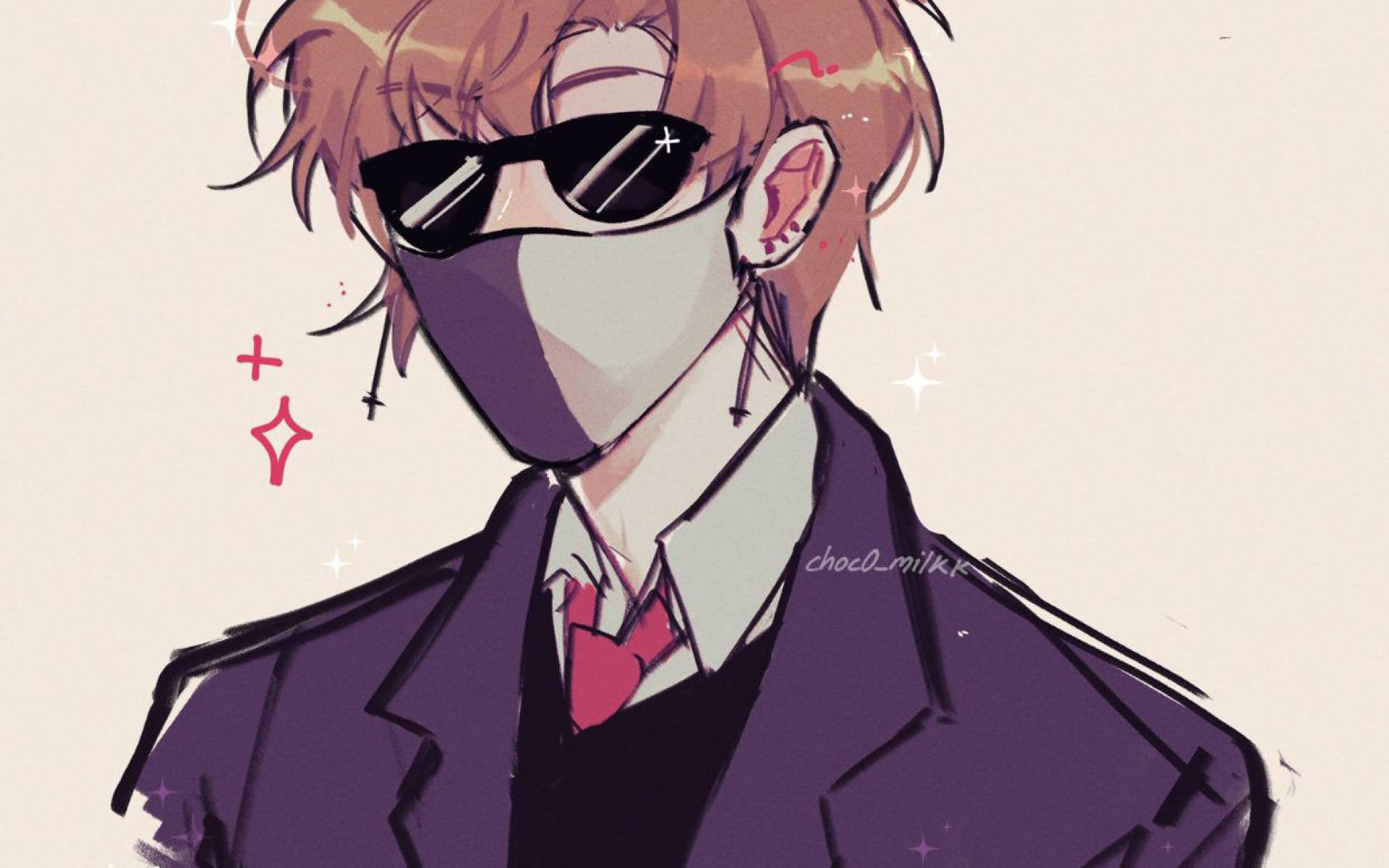 Ranboo, sunglasses, purple suit, Full HD Desktop Wallpaper