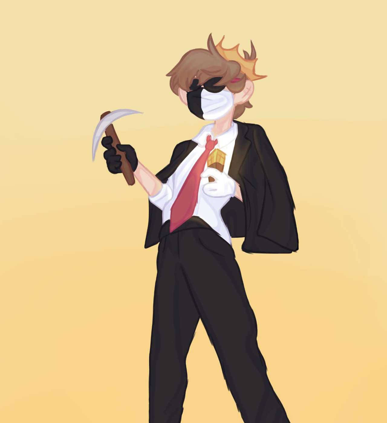 Ranboo, masked anime character, suit, HD Phone Wallpaper