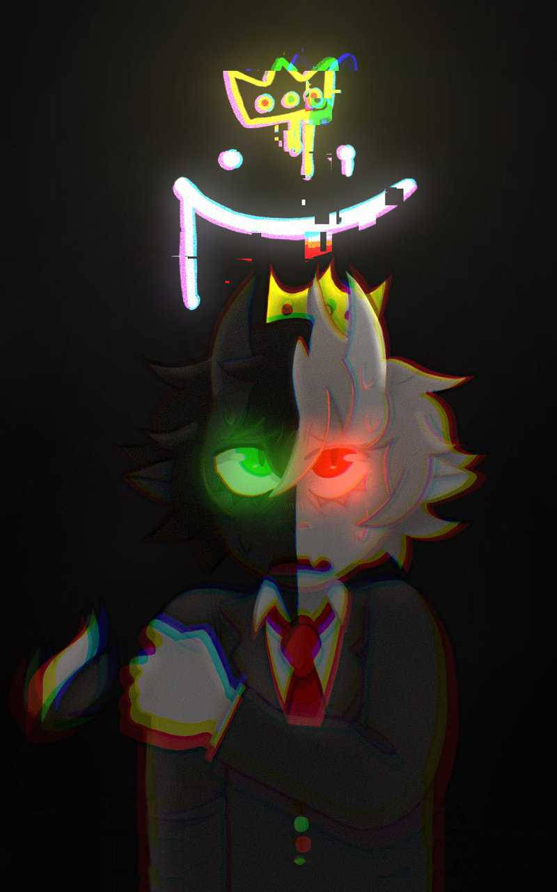 Ranboo, neon colors, split green and red eyes, HD Phone Wallpaper