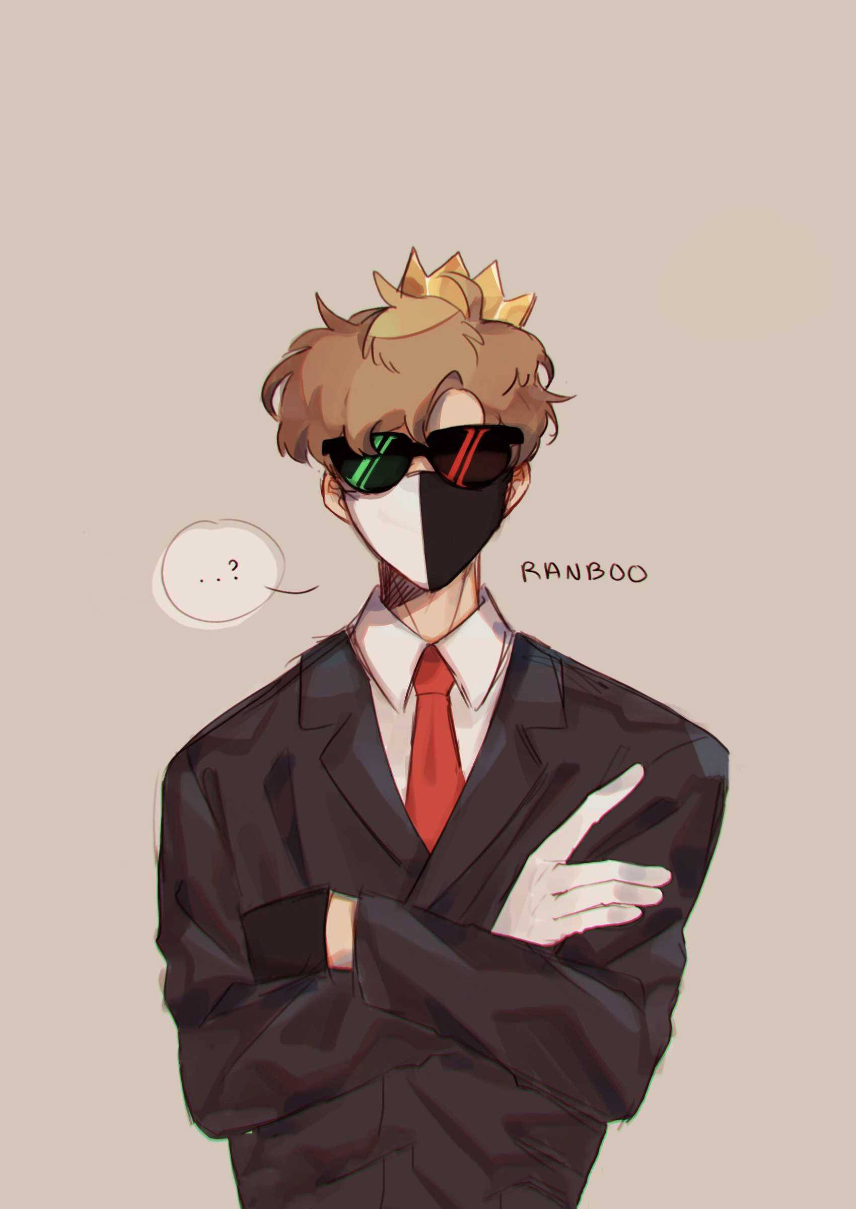 Ranboo, crown, sunglasses, Full HD Phone Wallpaper