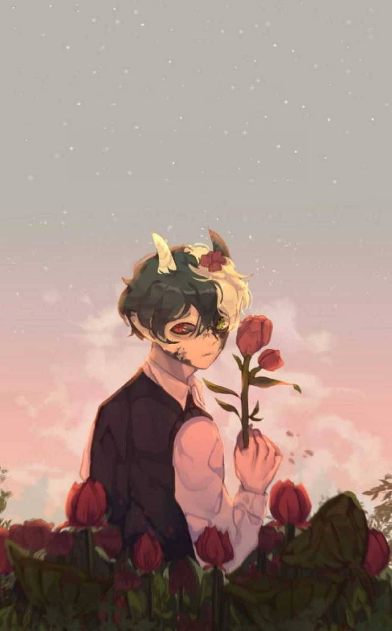 Ranboo, red rose, tulips, HD Phone Wallpaper