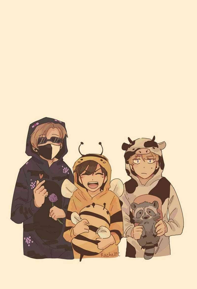 Ranboo, bee, raccoon, SD Phone Wallpaper