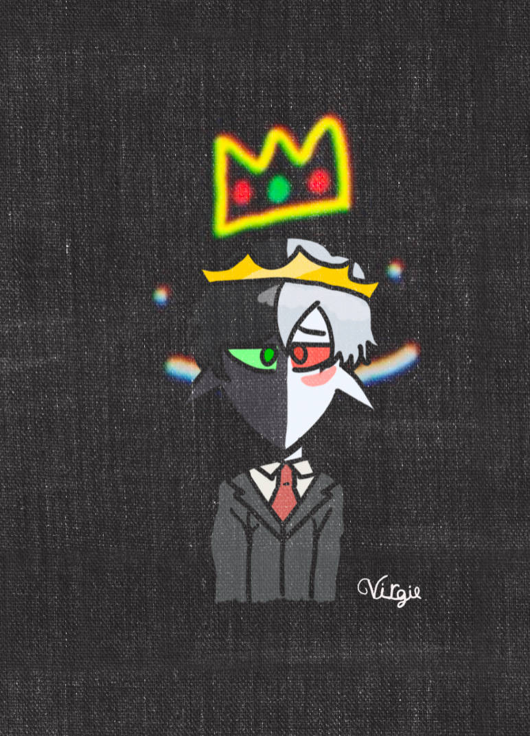 Ranboo, rainbow crown, split face, SD Phone Wallpaper