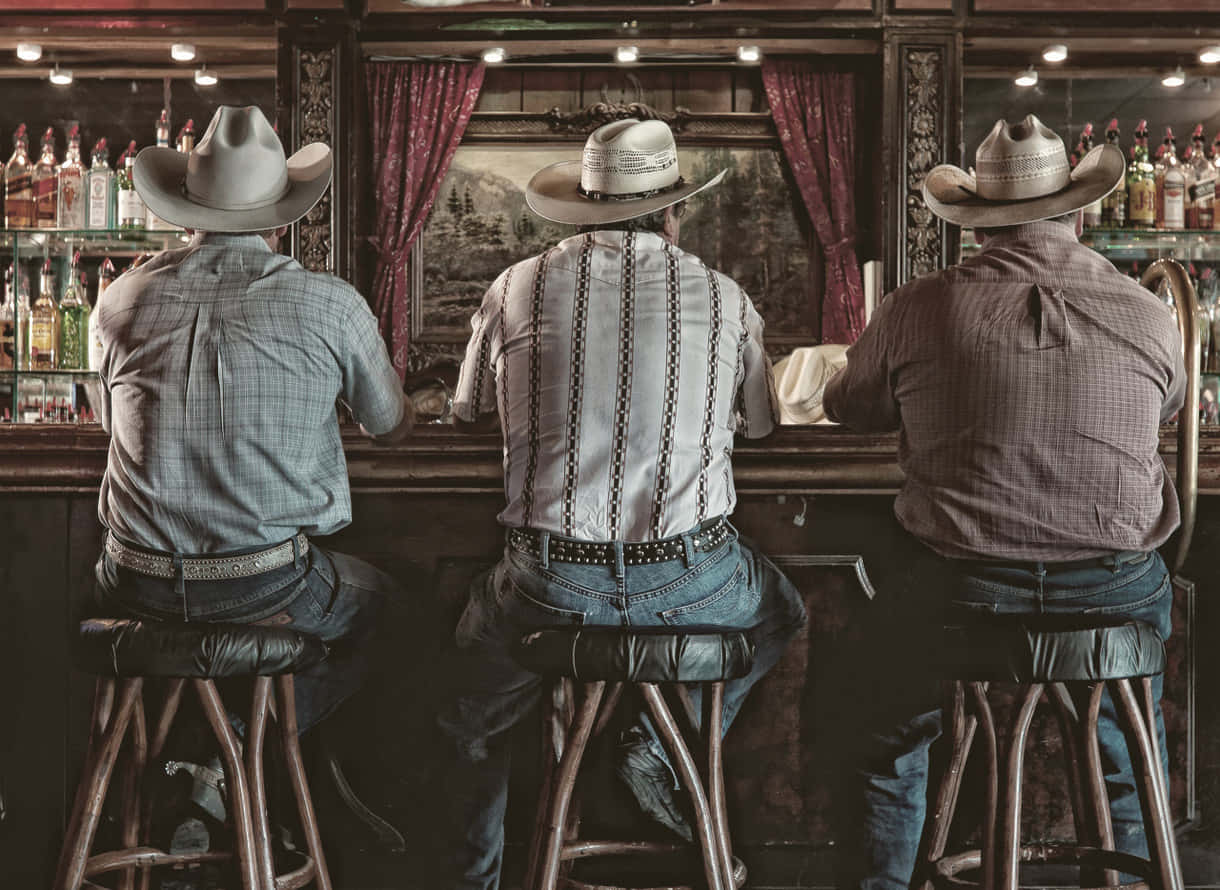 Ranch, cowboy hats, rustic wooden bar, SD Desktop Wallpaper