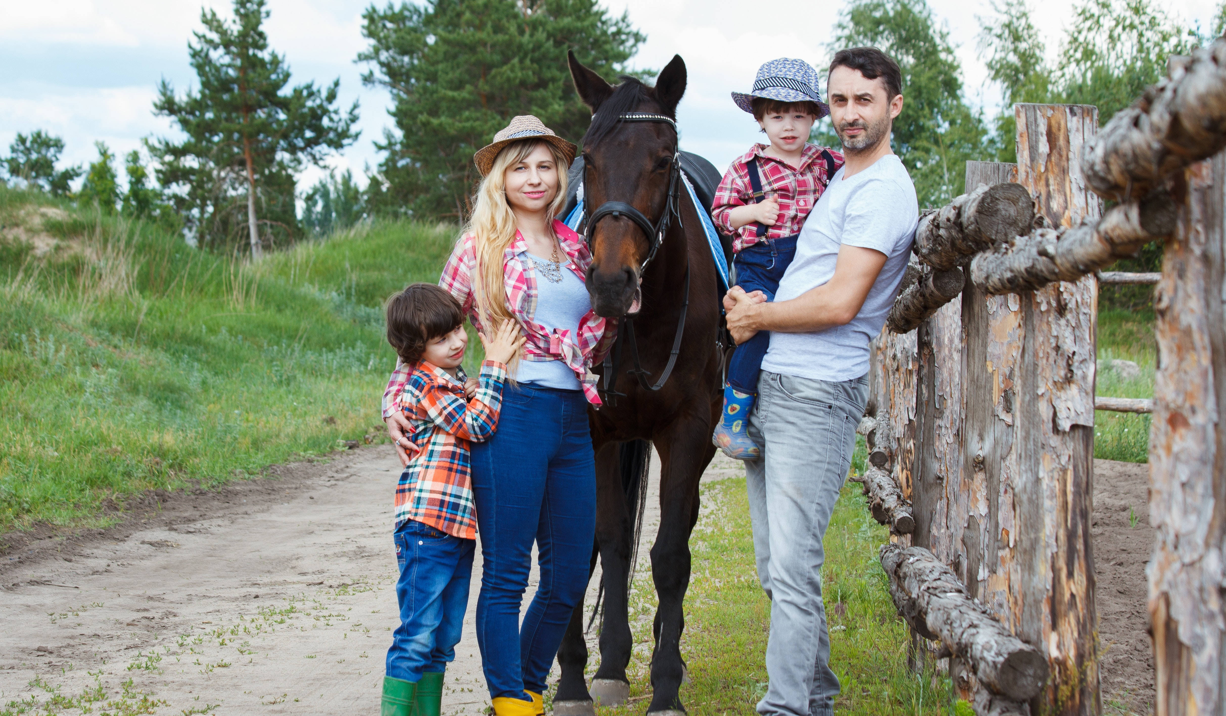 family, dark horse, weathered wooden fence, 4K Desktop Wallpaper