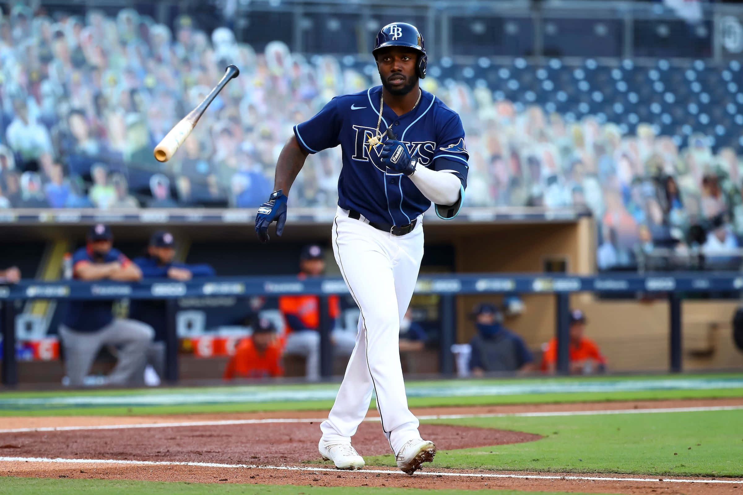 Randy Arozarena, blue uniform, bat, Full HD Desktop Wallpaper