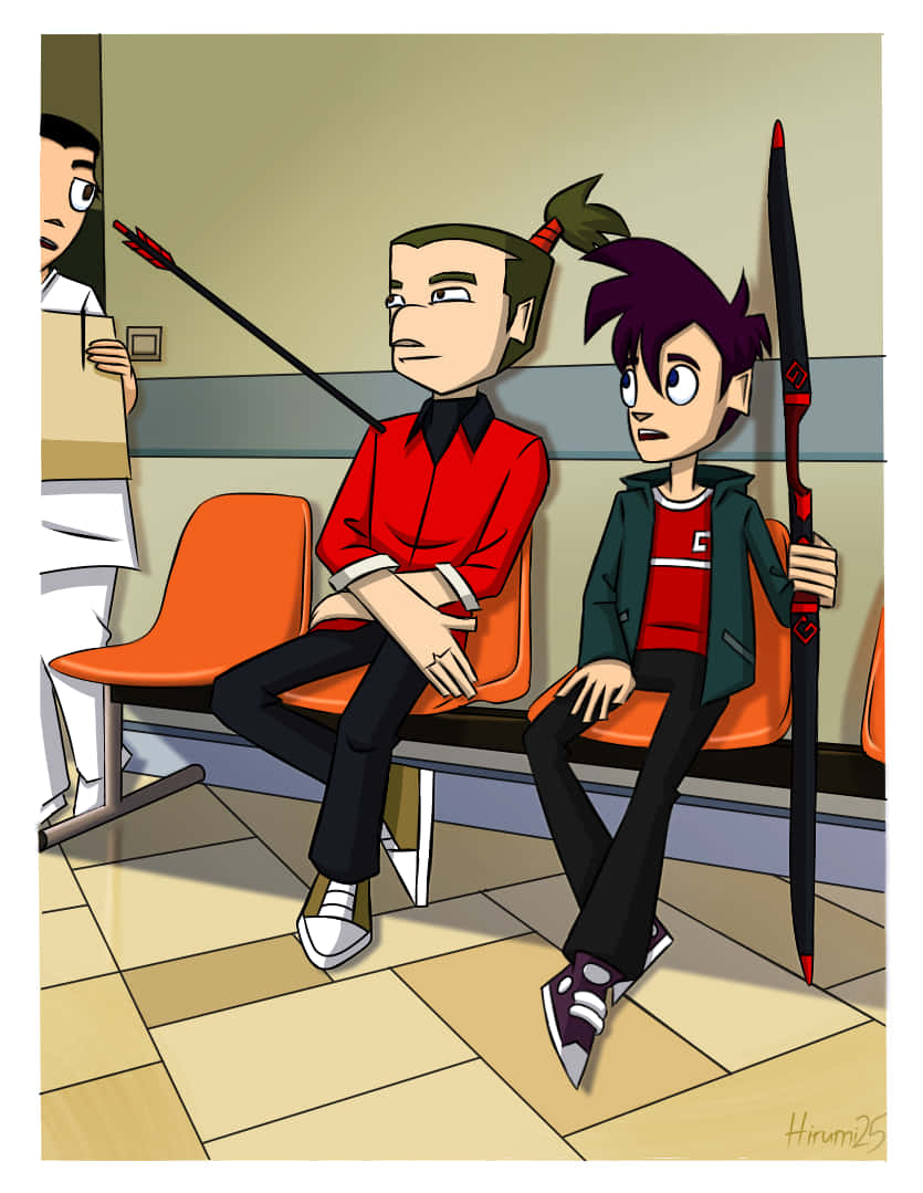 Randy Cunningham 9th Grade Ninja, anime characters, orange chairs, SD Phone Wallpaper
