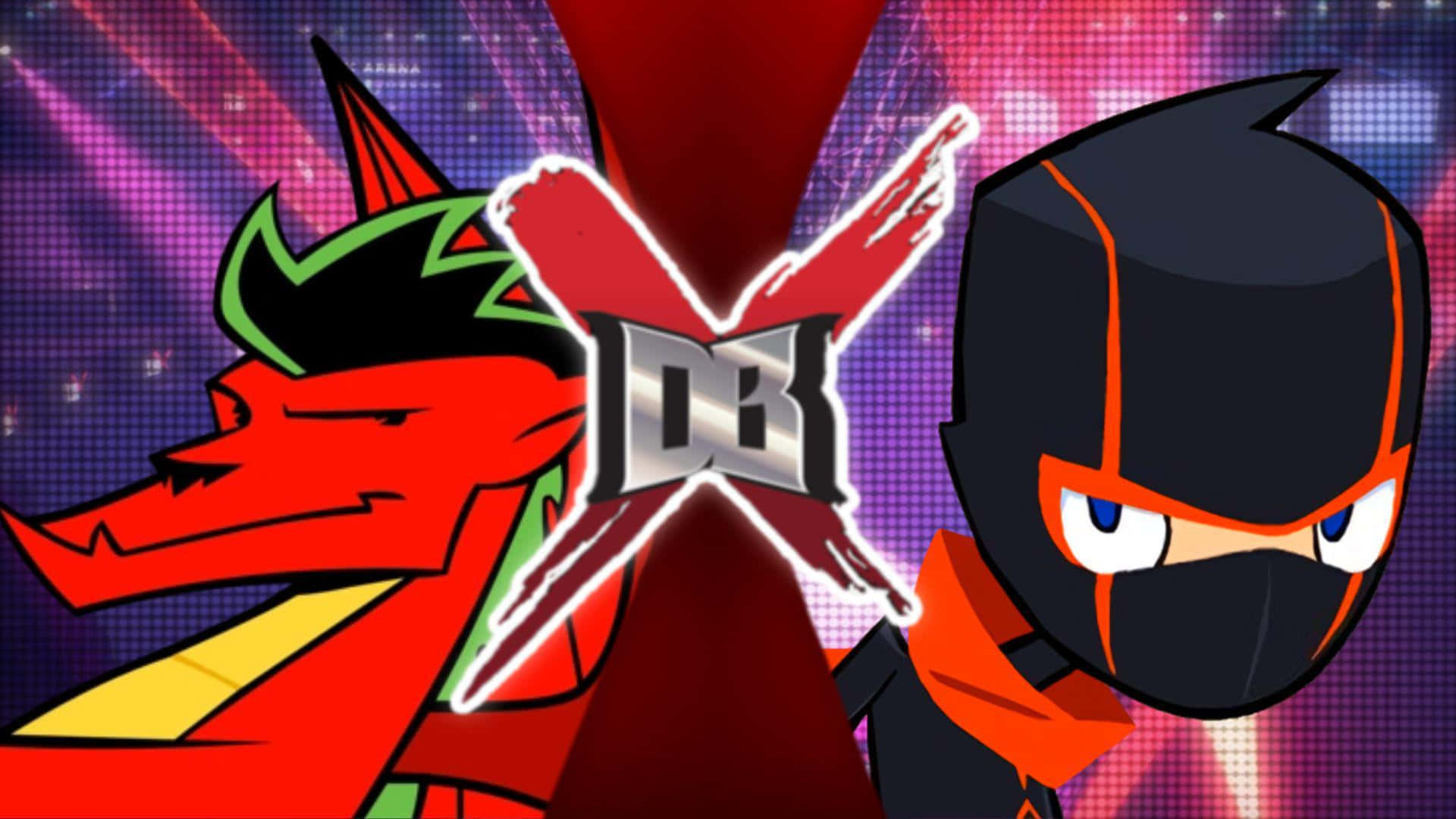 Randy Cunningham 9th Grade Ninja, glowing red X logo, stylized anime characters, Full HD Desktop Wallpaper