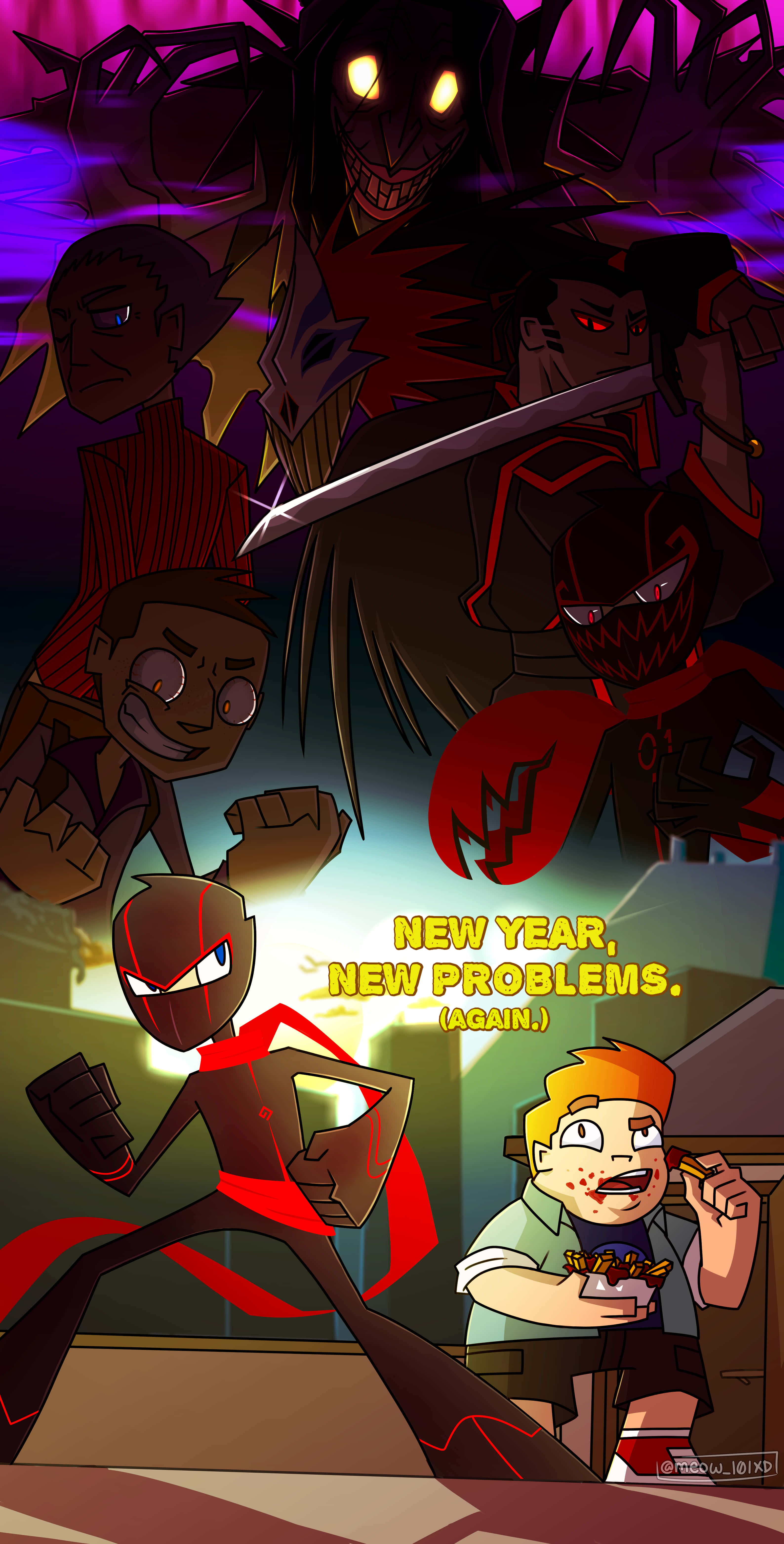 Randy Cunningham 9th Grade Ninja, cartoon boy, glowing eyes, 5K Phone Wallpaper