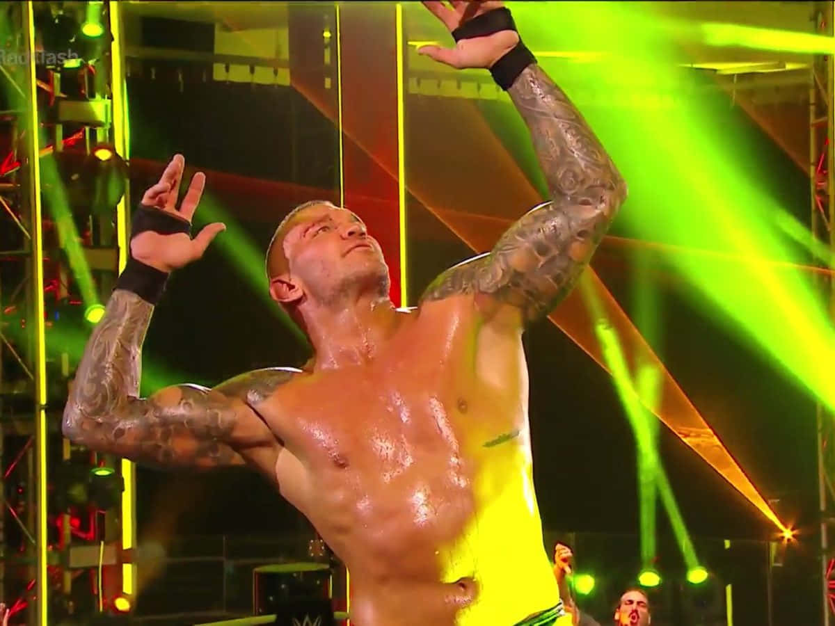 Randy Orton, wrestling arena, vibrant green stage lights, SD Desktop Wallpaper