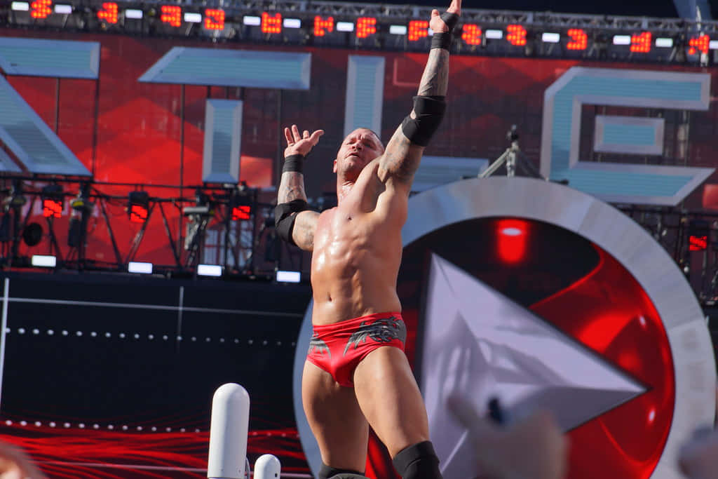 Randy Orton, red trunks, wrestling stage, SD Desktop Wallpaper