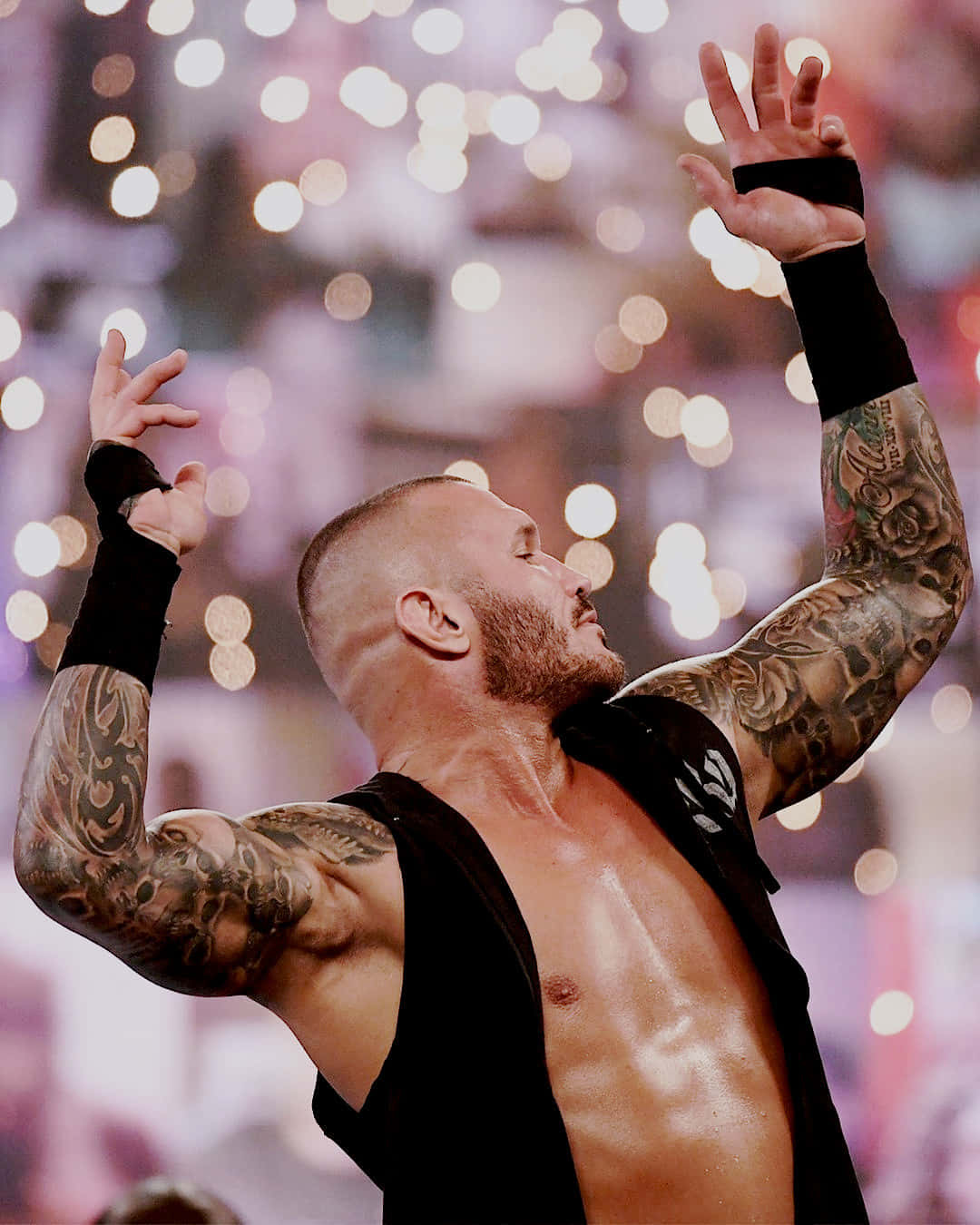 Randy Orton, tattooed wrestler, arena lights, HD Phone Wallpaper