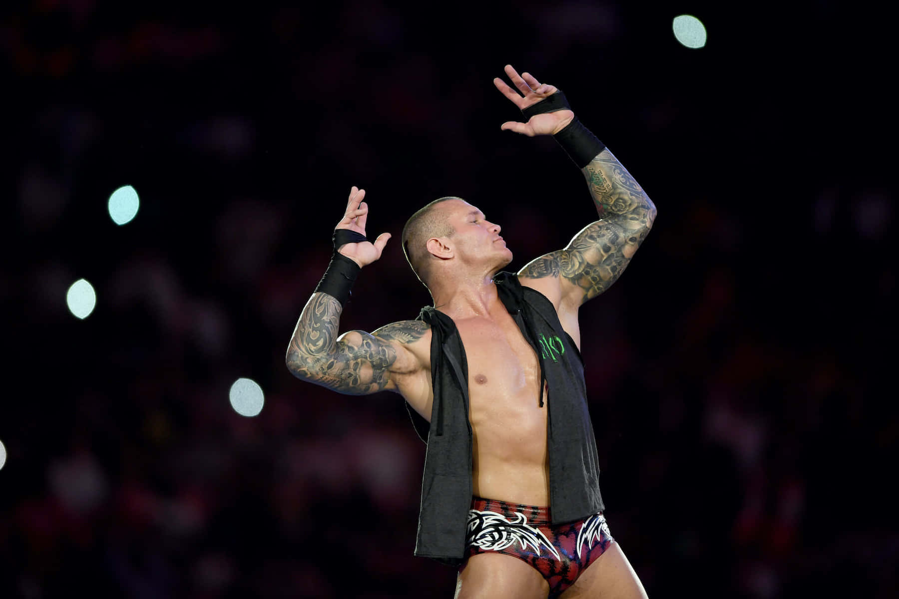 Randy Orton, red trunks, black vest, HD Desktop Wallpaper