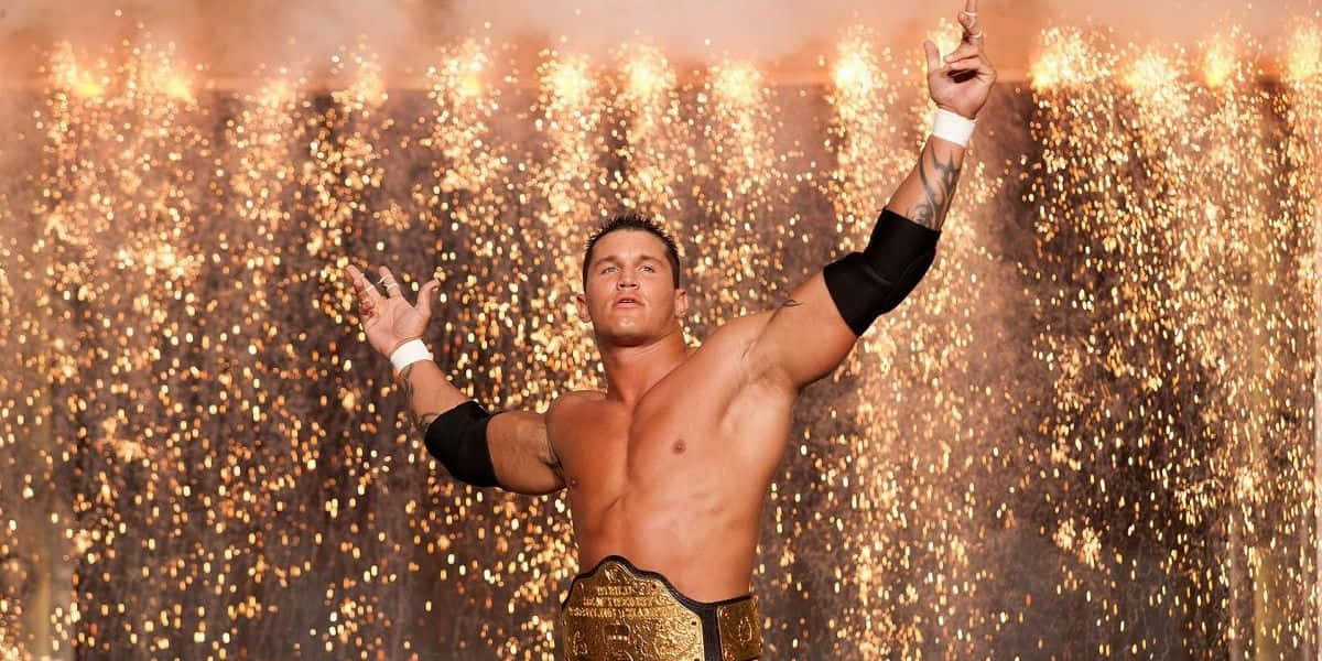 Randy Orton, gold championship belt, golden sparks, SD Desktop Wallpaper