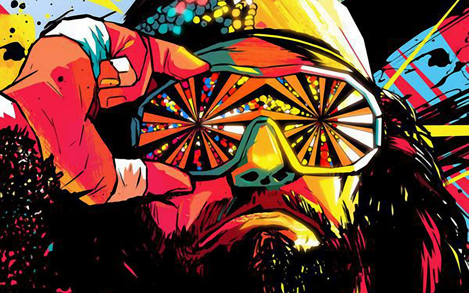 Randy Savage, vector art, colorful goggles, Full HD Desktop Wallpaper