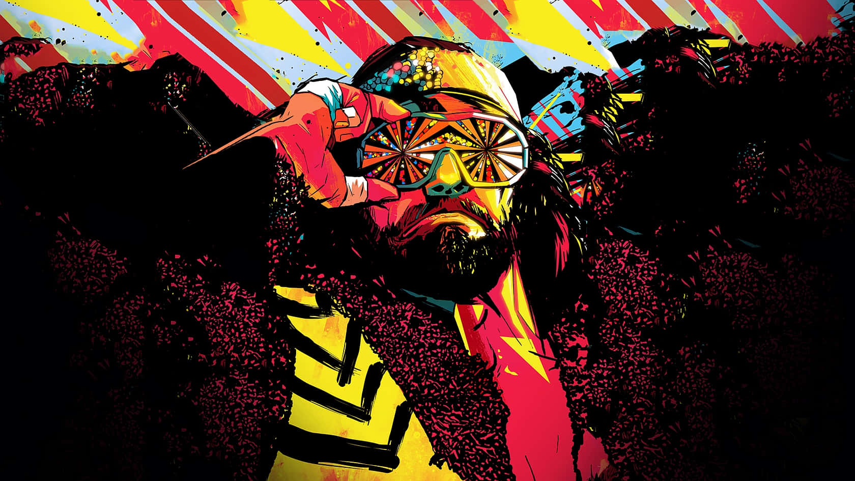 Randy Savage, vector art, vibrant goggles, HD Desktop Wallpaper