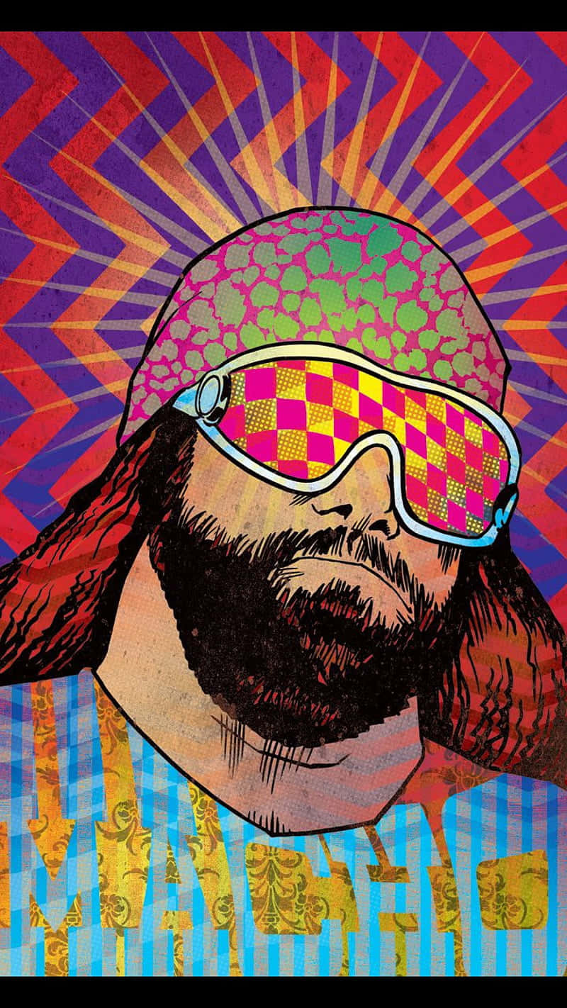 Randy Savage, checkered goggles, vibrant geometric background, HD Phone Wallpaper