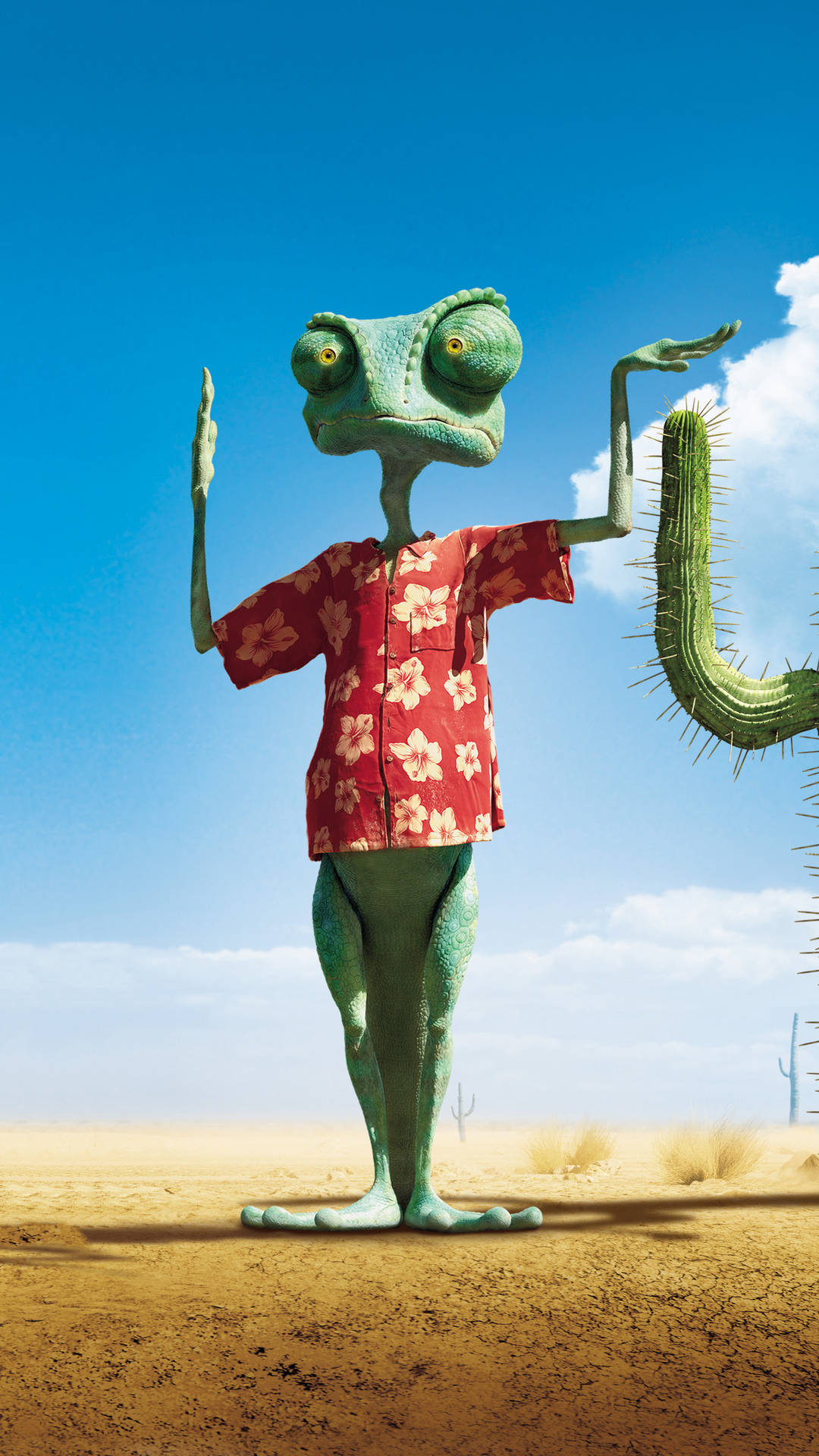 Rango, green chameleon, red floral shirt, Full HD Phone Wallpaper