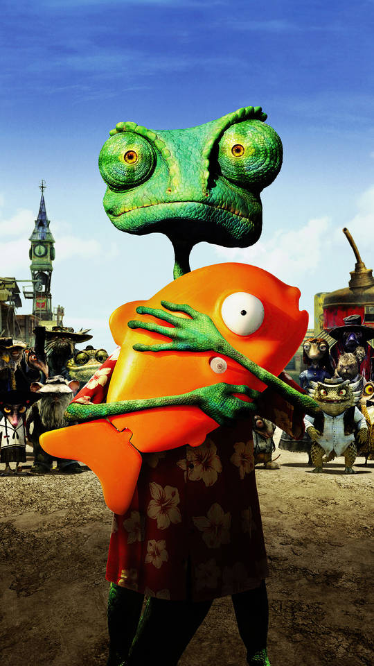 Rango, green chameleon, floral dress, SD Phone Wallpaper