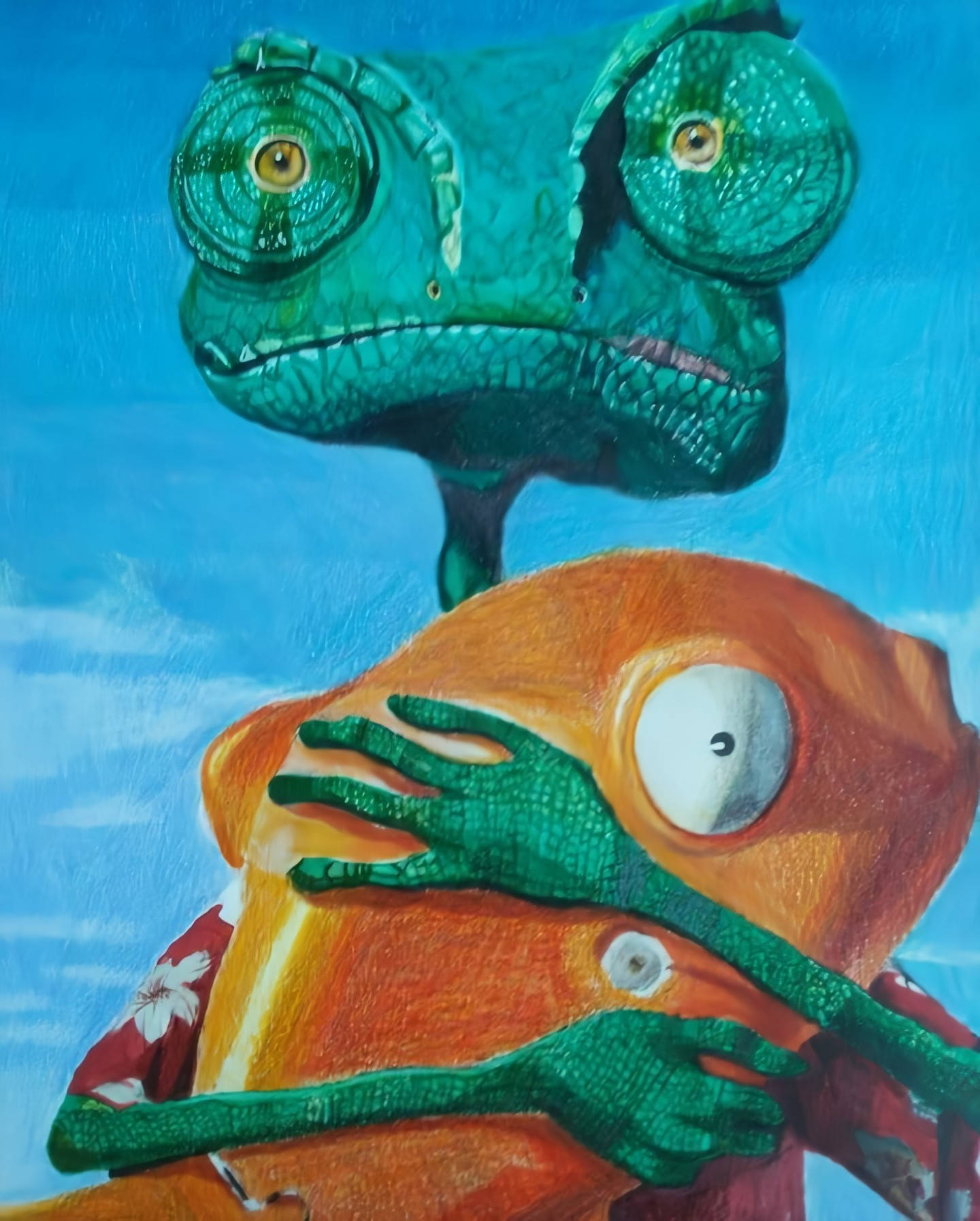 Rango, blue backdrop, green chameleon, HD Phone Wallpaper