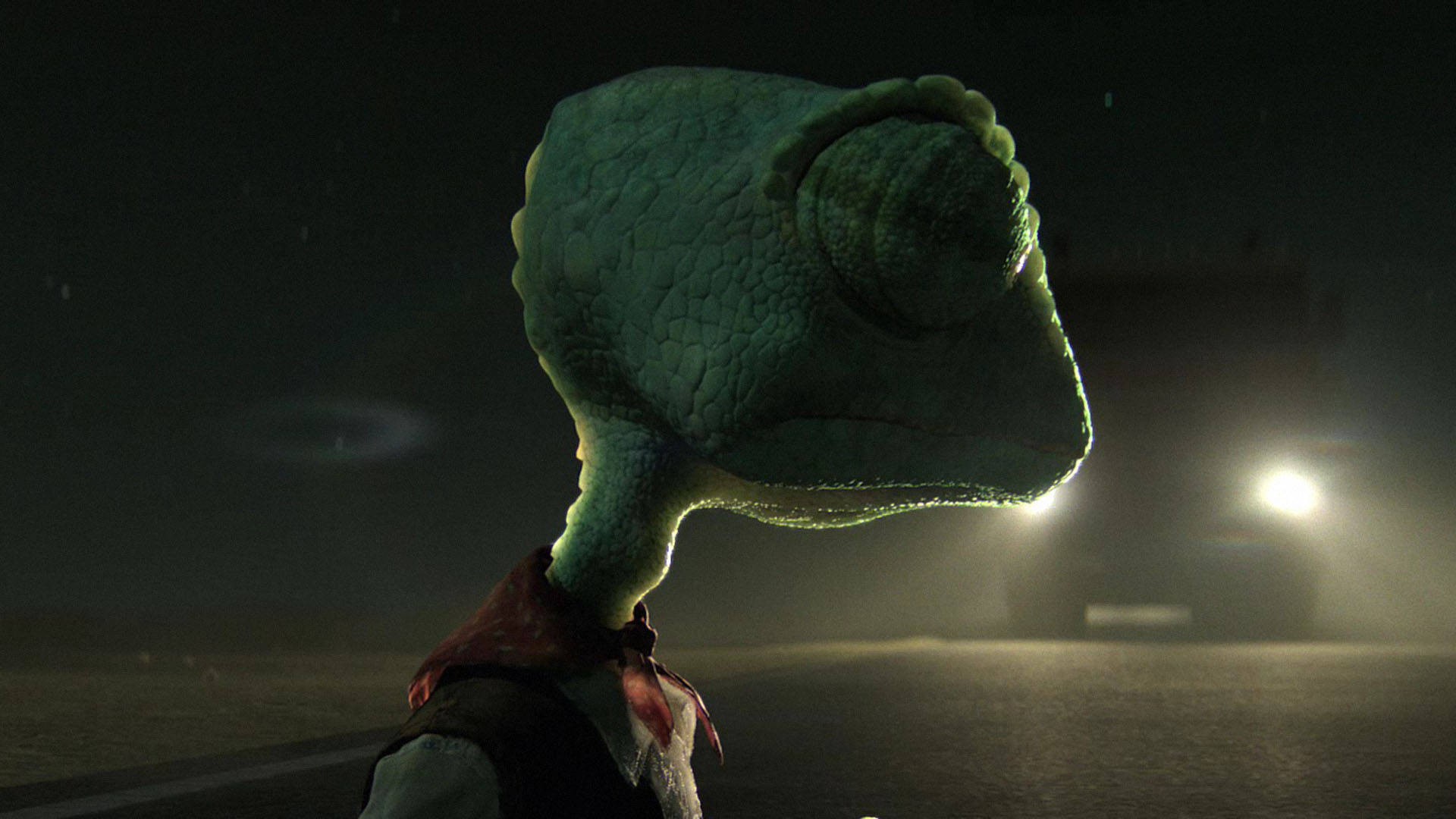 Rango, green chameleon, vest, Full HD Desktop Wallpaper