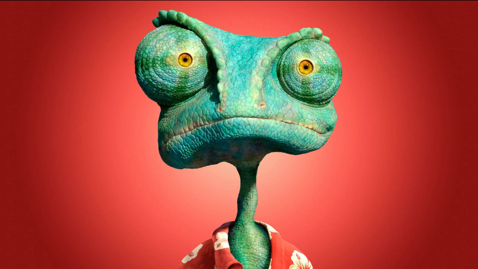 Rango, turquoise animated chameleon, bulging yellow eyes, HD Desktop Wallpaper