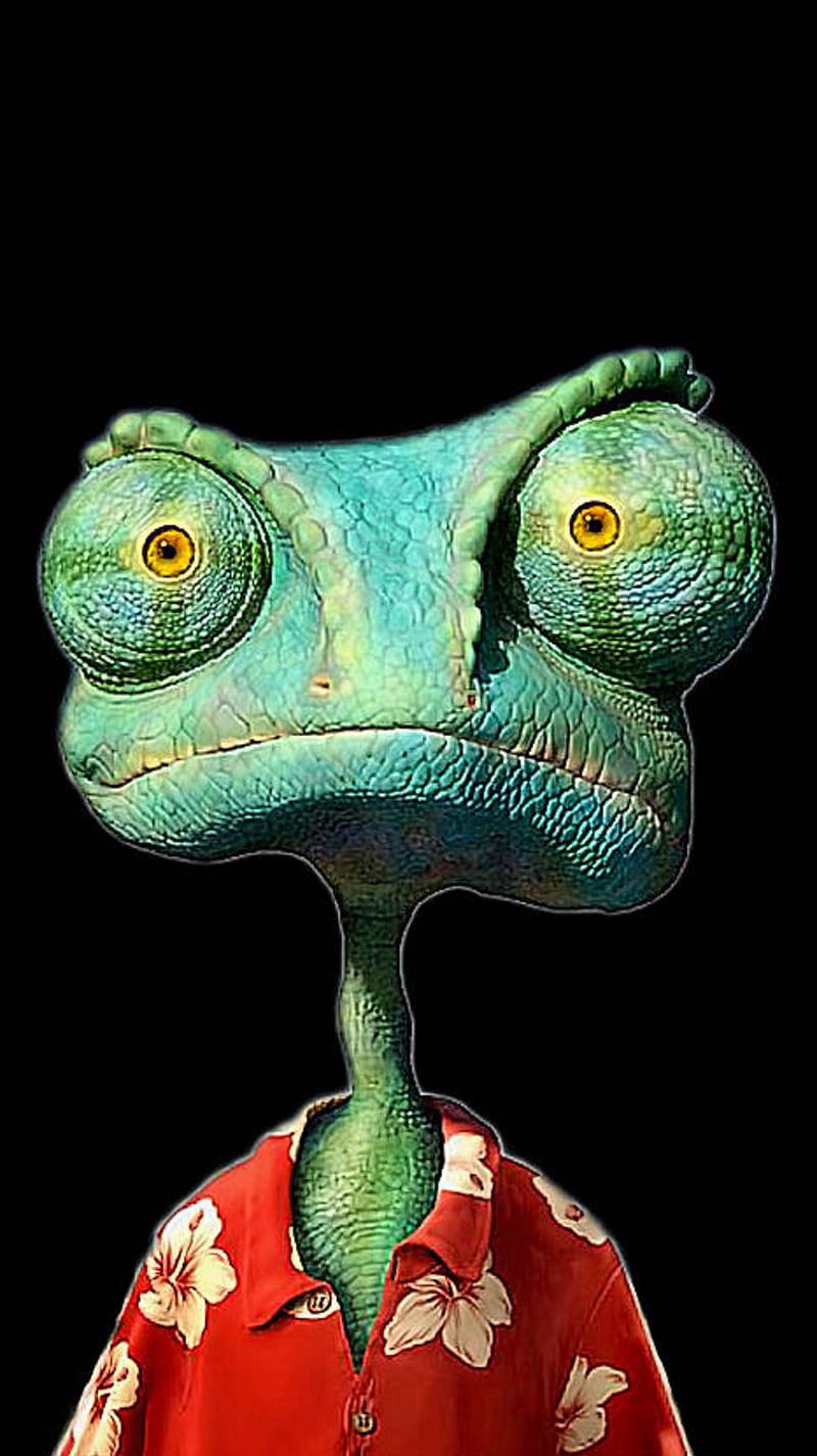 Rango, green animated chameleon, large yellow eyes, HD Phone Wallpaper