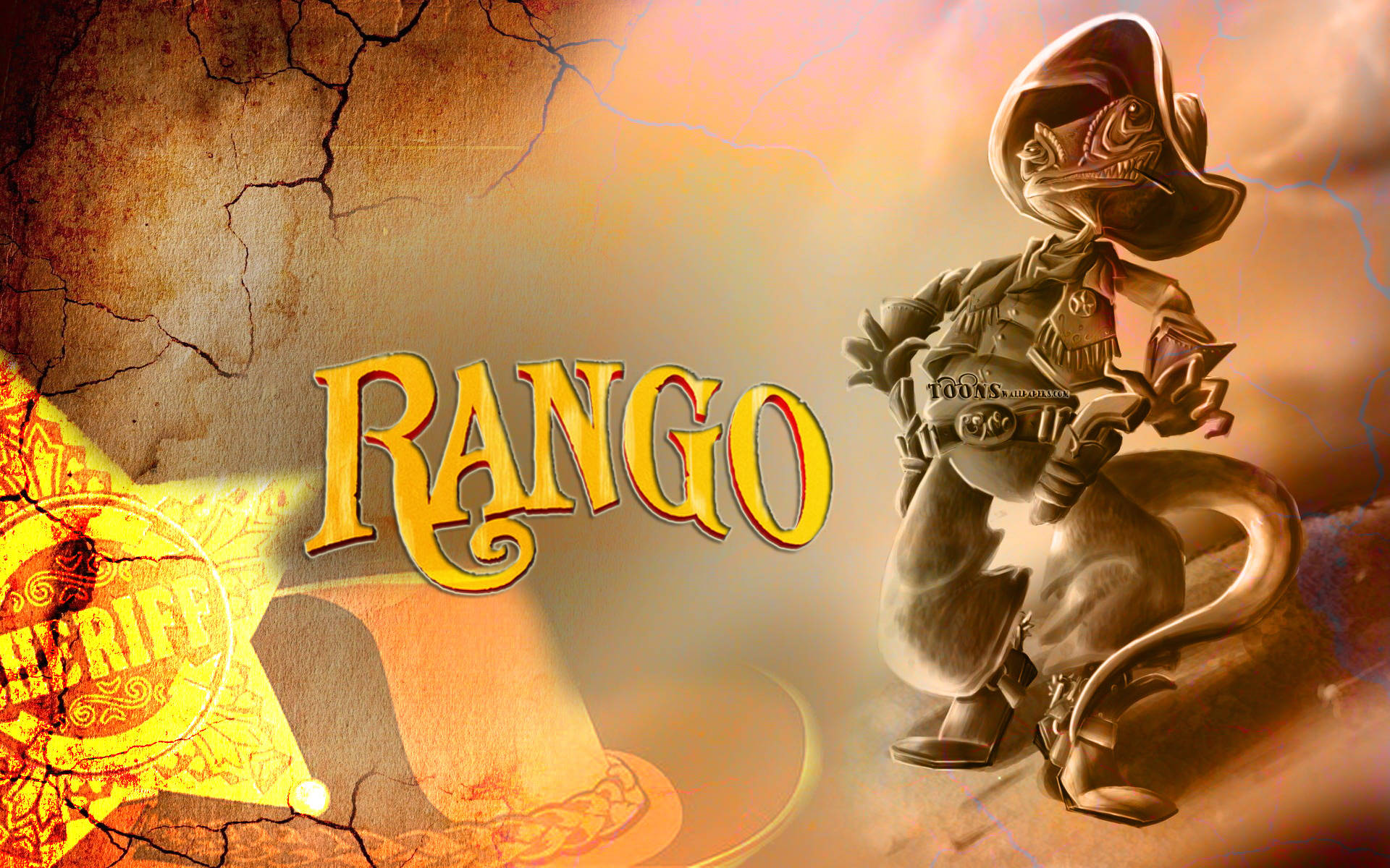 Rango, cowboy hat, sheriff's badge, Full HD Desktop Wallpaper