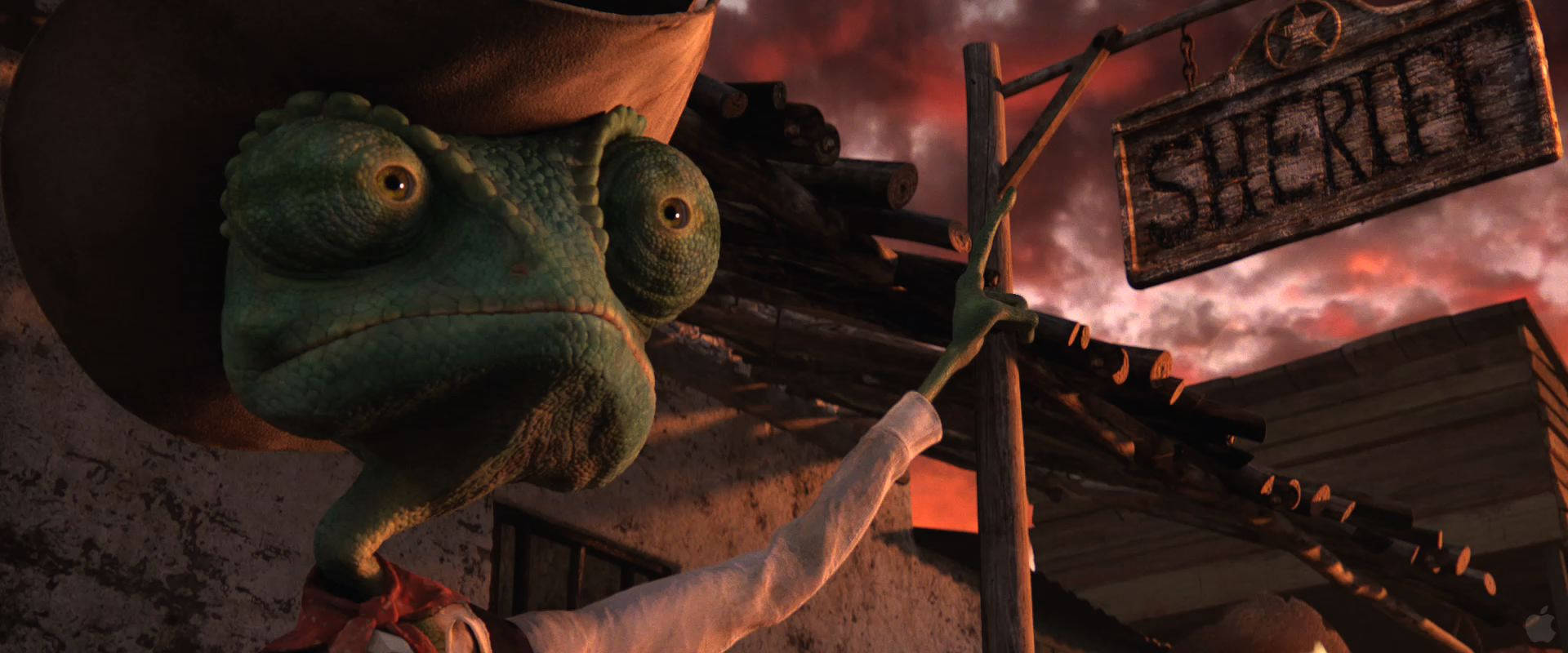 Rango, green chameleon, cowboy hat, Full HD Desktop Wallpaper