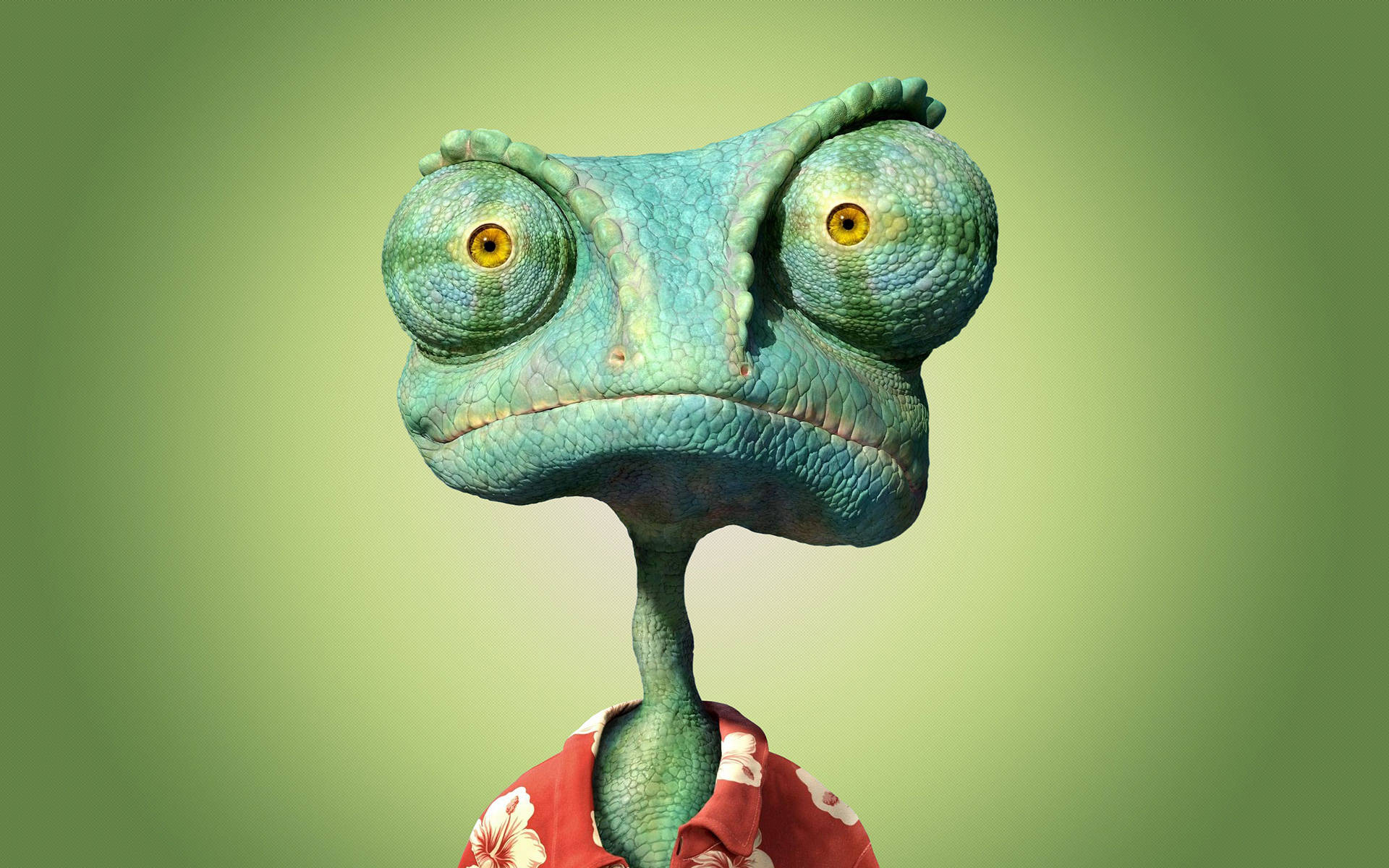 Rango, yellow eyes, red floral shirt, Full HD Desktop Wallpaper