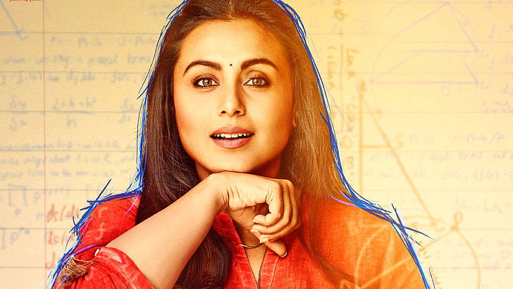 Rani Mukerji, red shirt, yellow background, SD Desktop Wallpaper