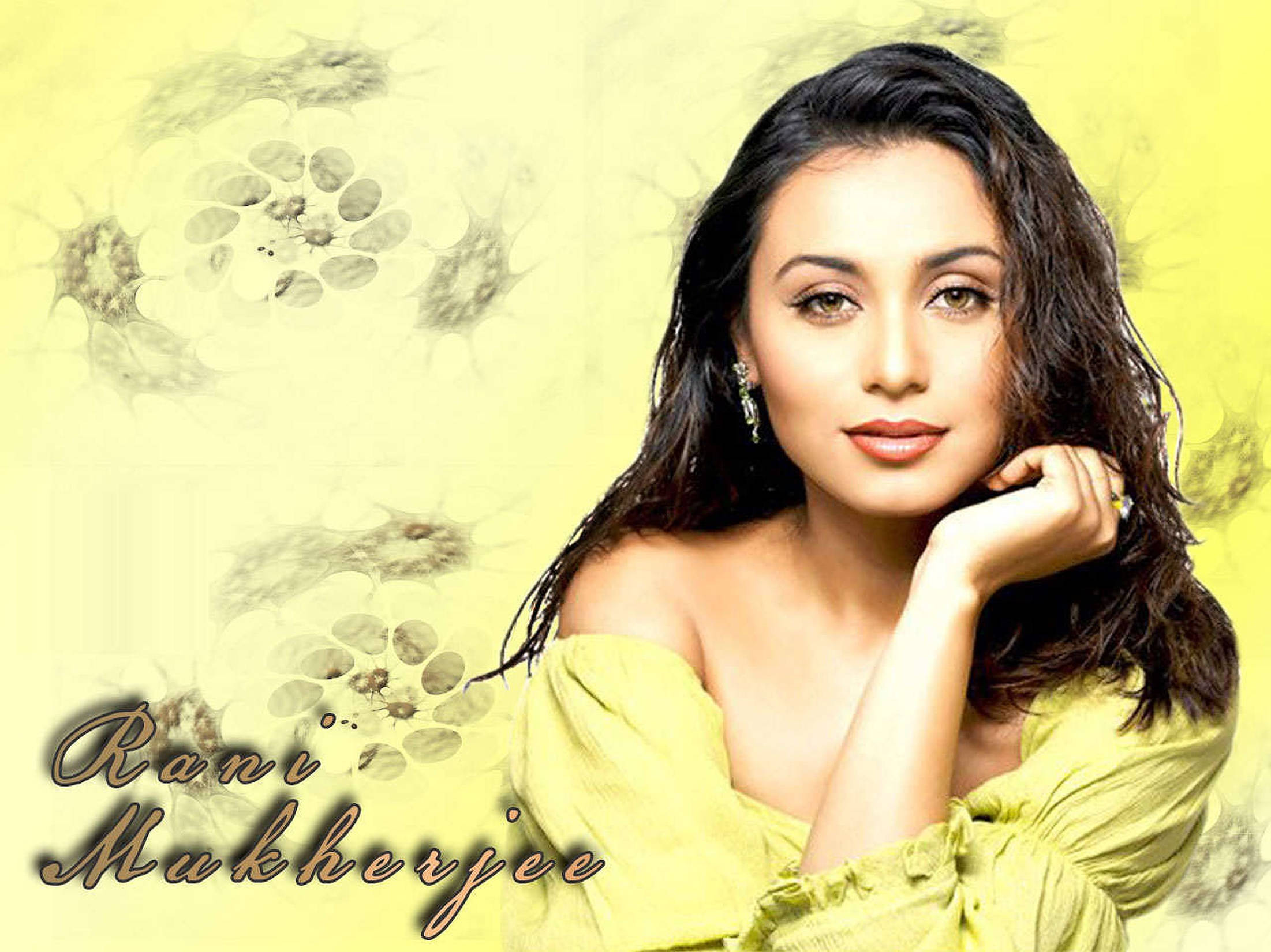 Rani Mukerji, yellow, green top, Full HD Desktop Wallpaper