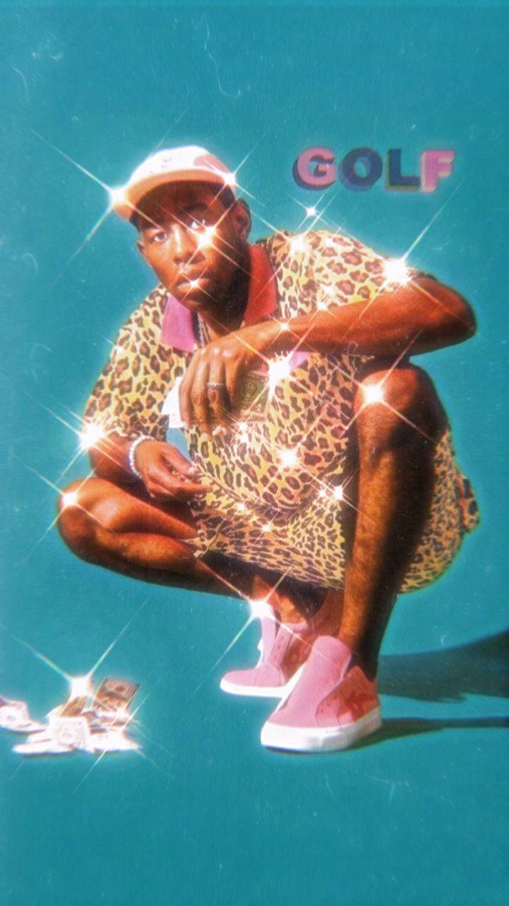 leopard pants, pink sneakers, teal background, SD Phone Wallpaper