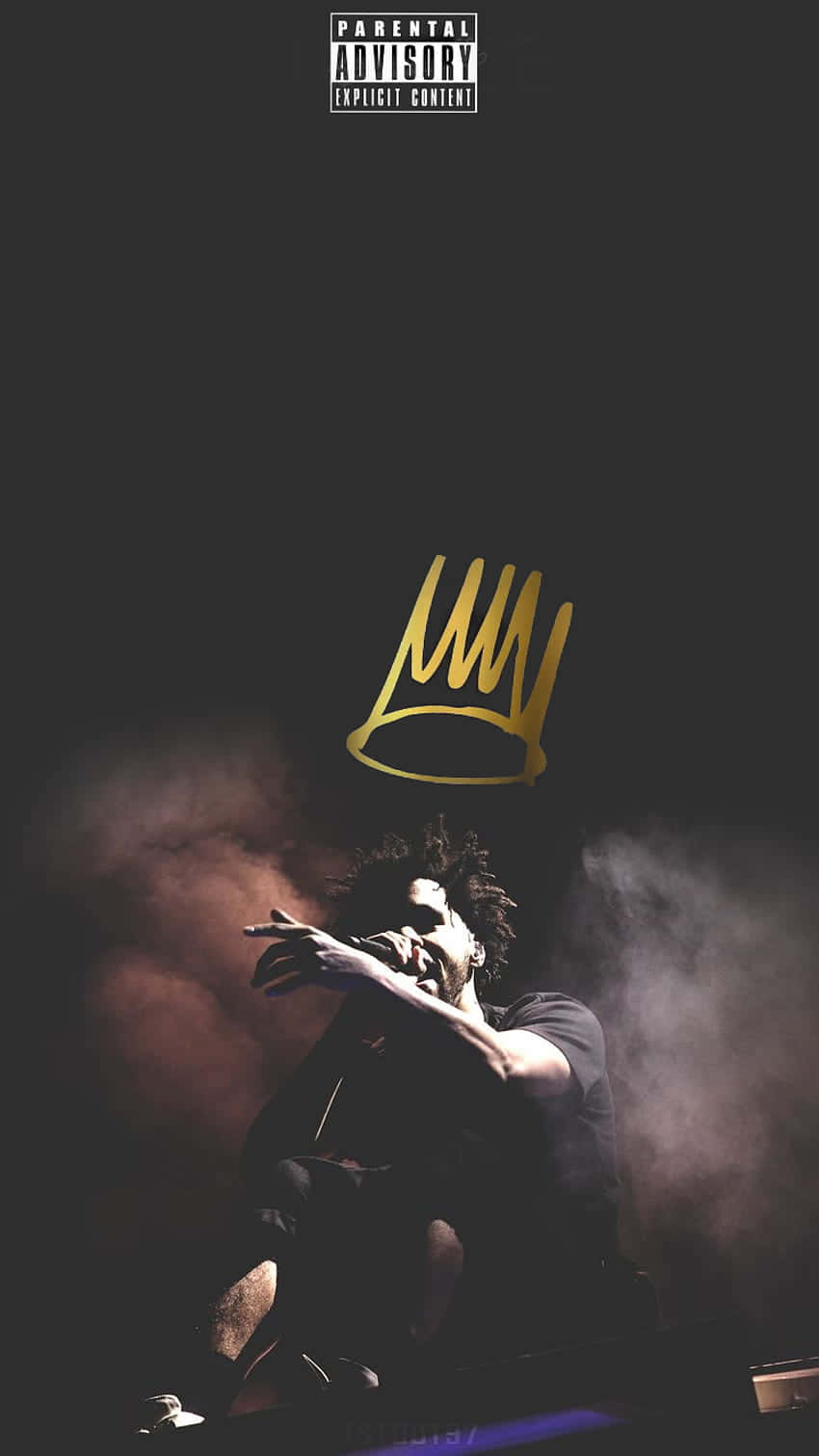 golden crown logo, dark stage performer, smoke, HD Phone Wallpaper