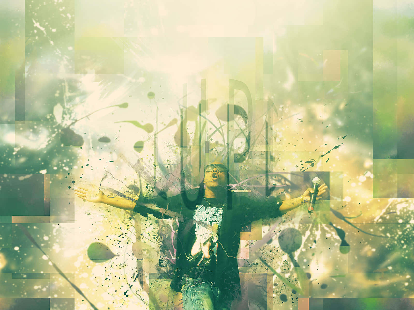 abstract hip hop artist, microphone, vibrant abstract background, HD Desktop Wallpaper