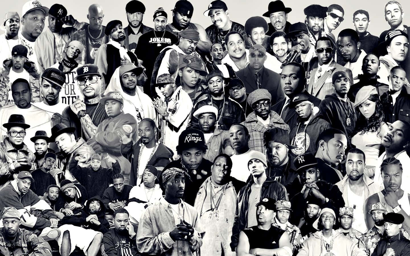 Rap Collage, hip hop artists, black and white collage, HD Desktop Wallpaper