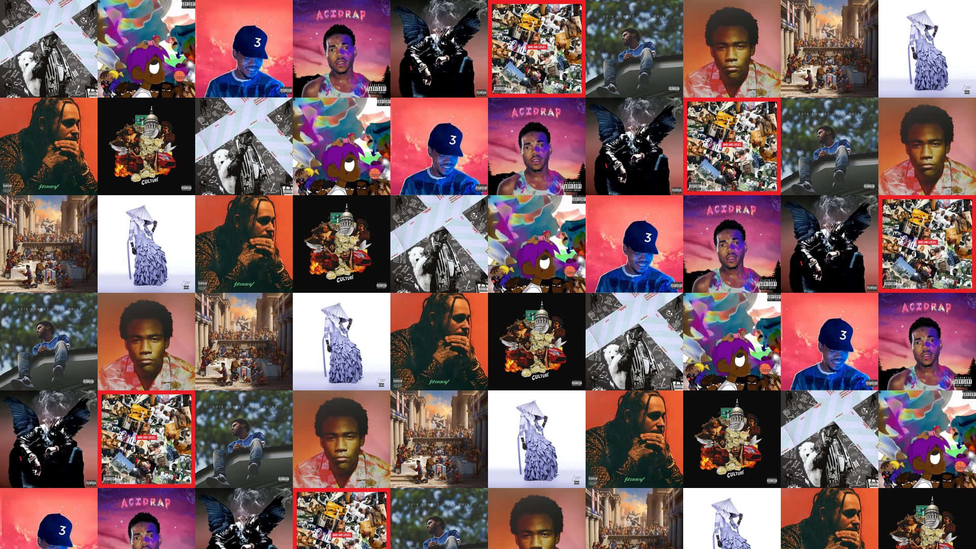 Rap Collage, album covers, diverse artists, Full HD Desktop Wallpaper