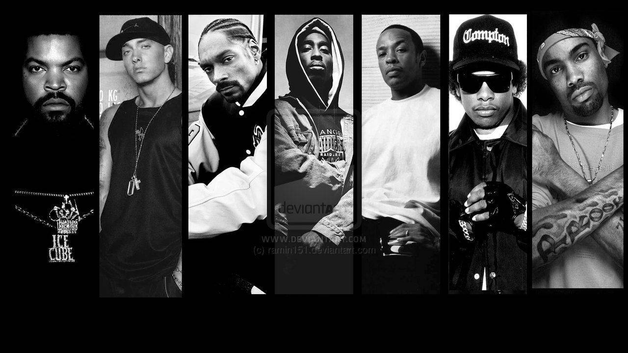 Rap Computer, 90s Rappers, black and white portrait collage, HD Desktop Wallpaper