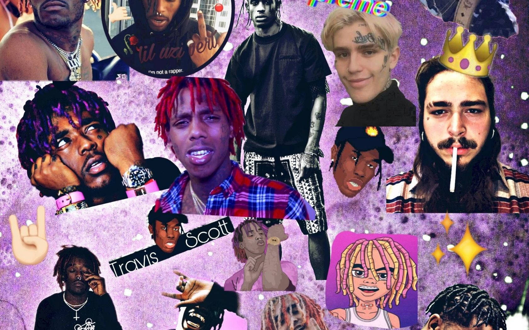 Rap Computer, vibrant purple, collage, HD Desktop Wallpaper