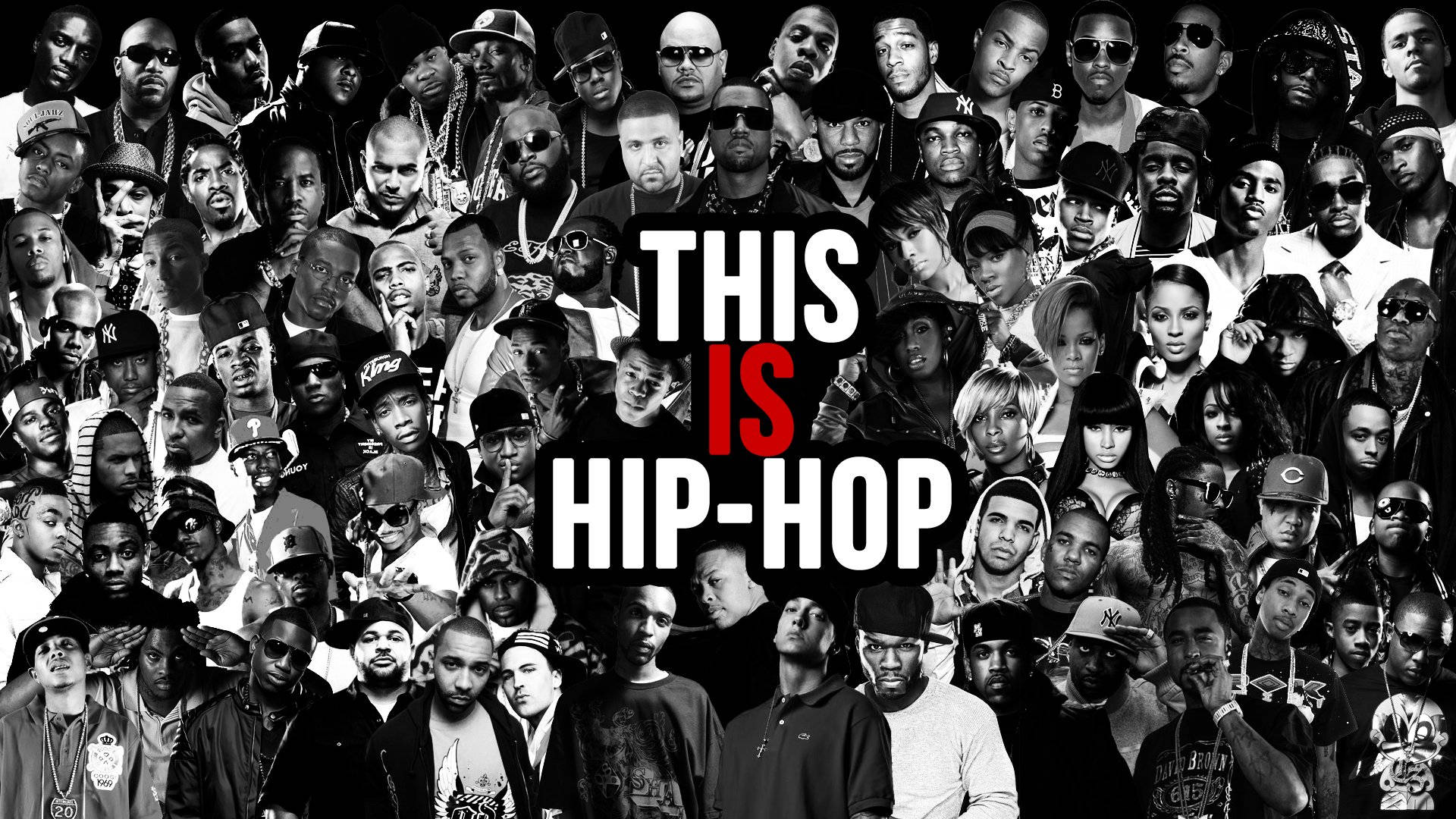 Rap Computer, THIS IS HIP-HOP, black and white collage, Full HD Desktop Wallpaper