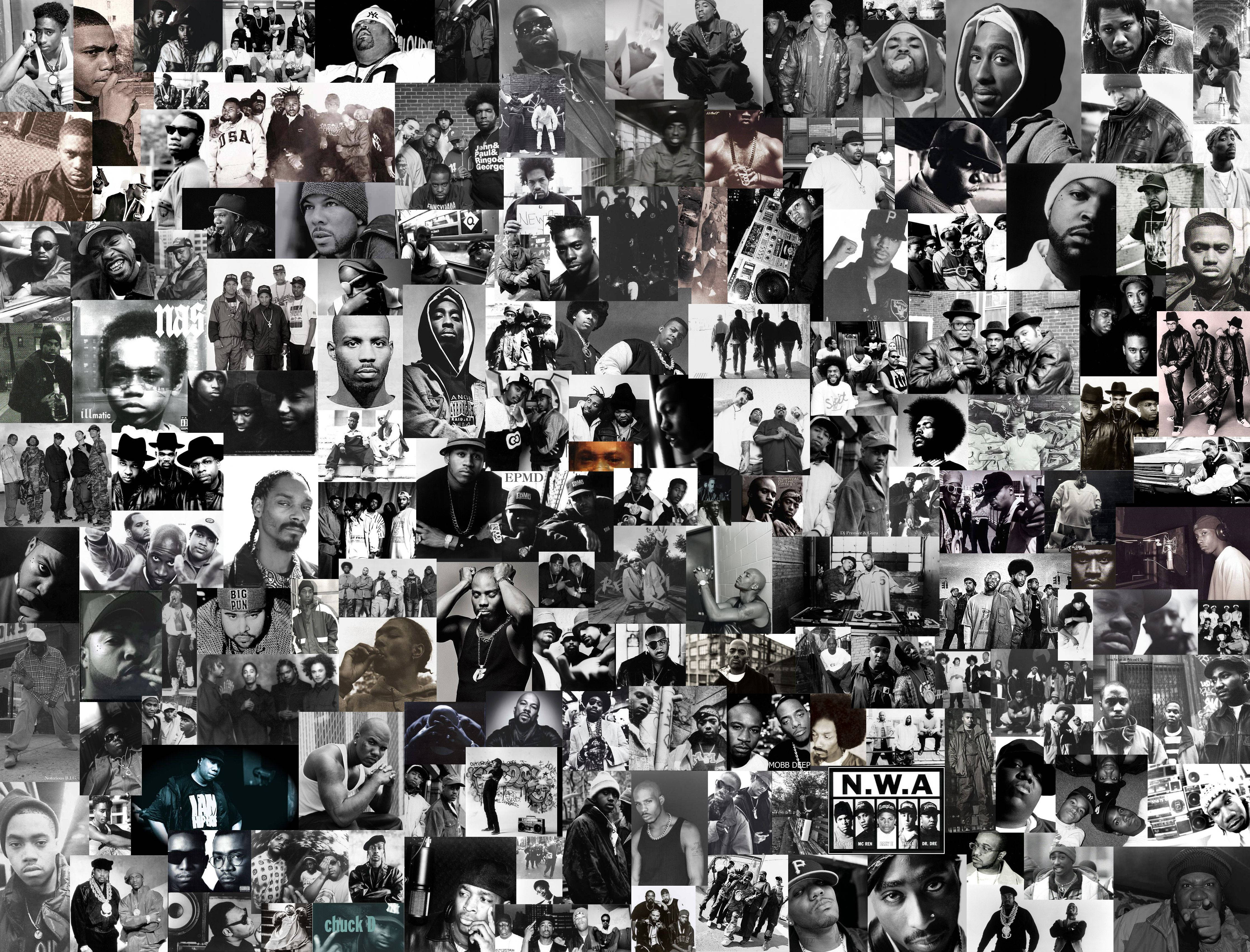 Rap Computer, monochrome, black and white collage, 4K Desktop Wallpaper