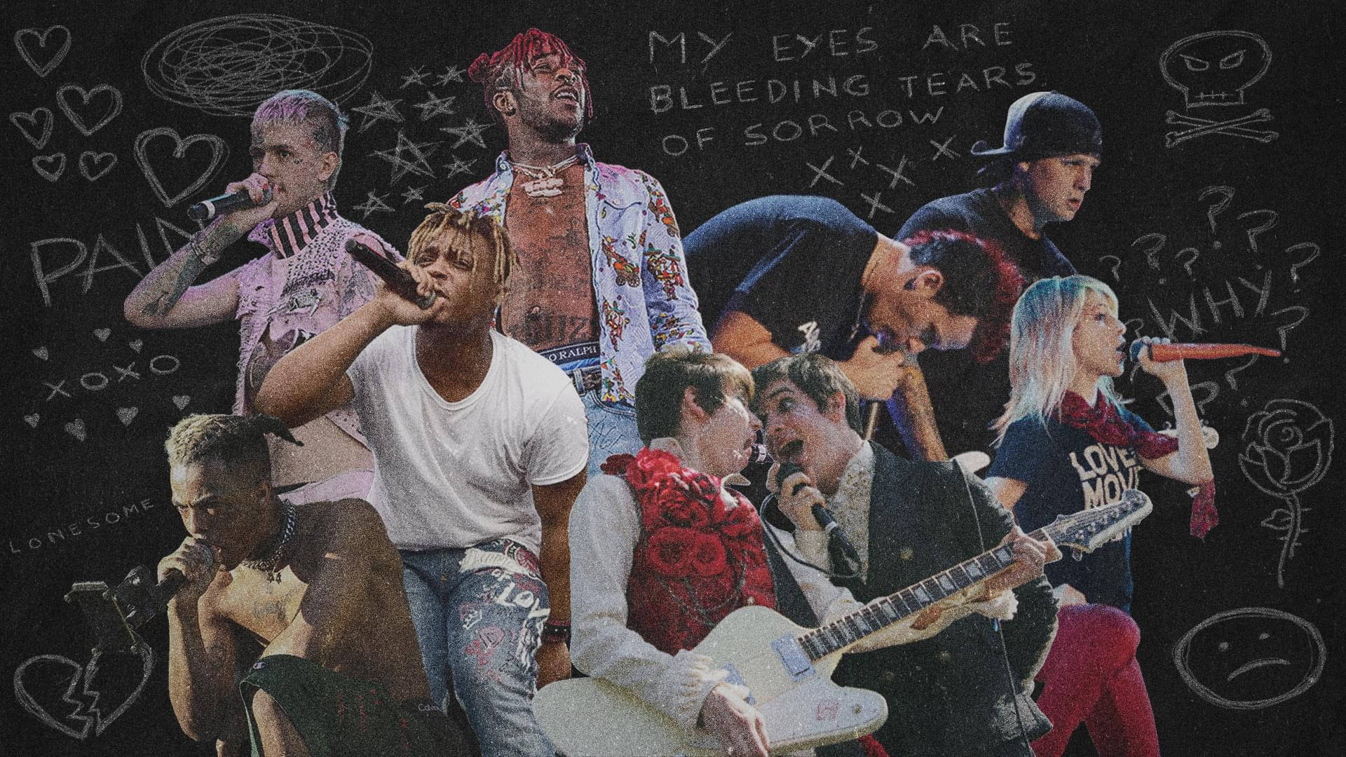 Rap Computer, dark chalkboard, emotional doodles, Full HD Desktop Wallpaper