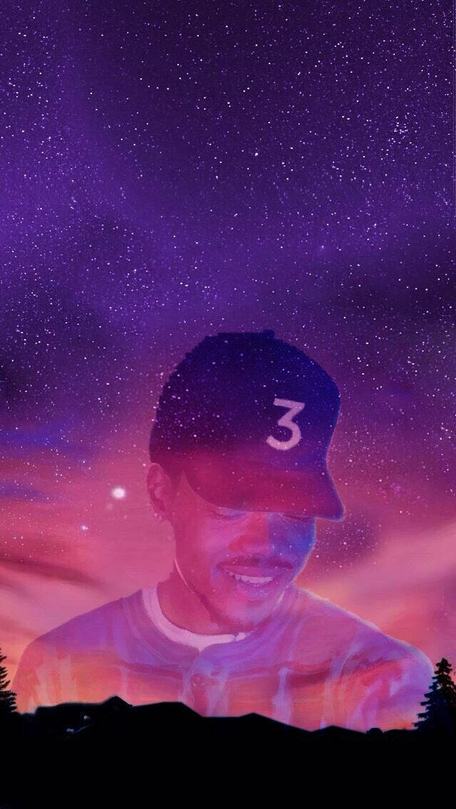 Starry Night, rapper silhouette, number three logo, SD Phone Wallpaper