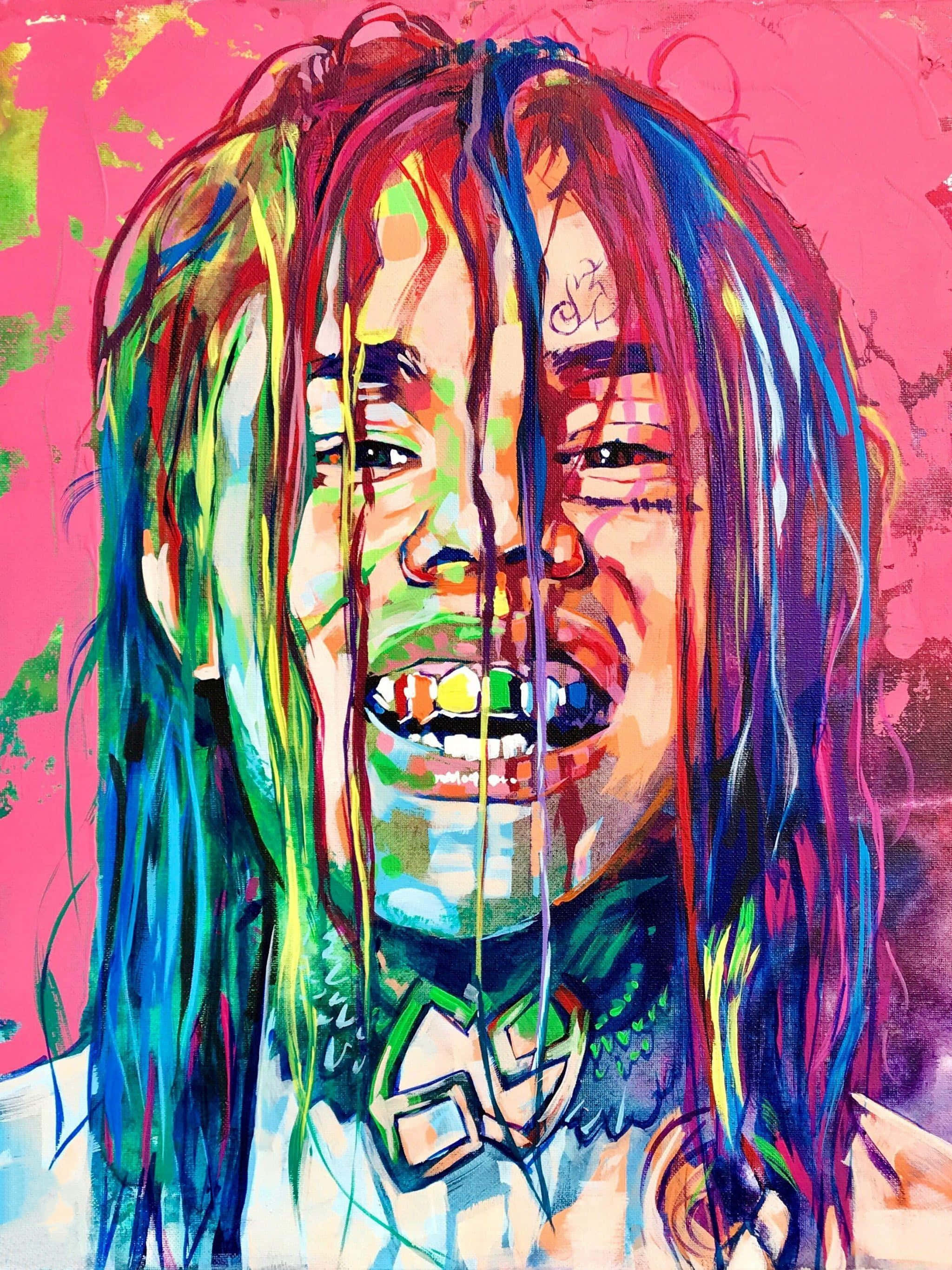 colorful rap artist, rainbow dreadlocks, colorful teeth, 2K Phone Wallpaper
